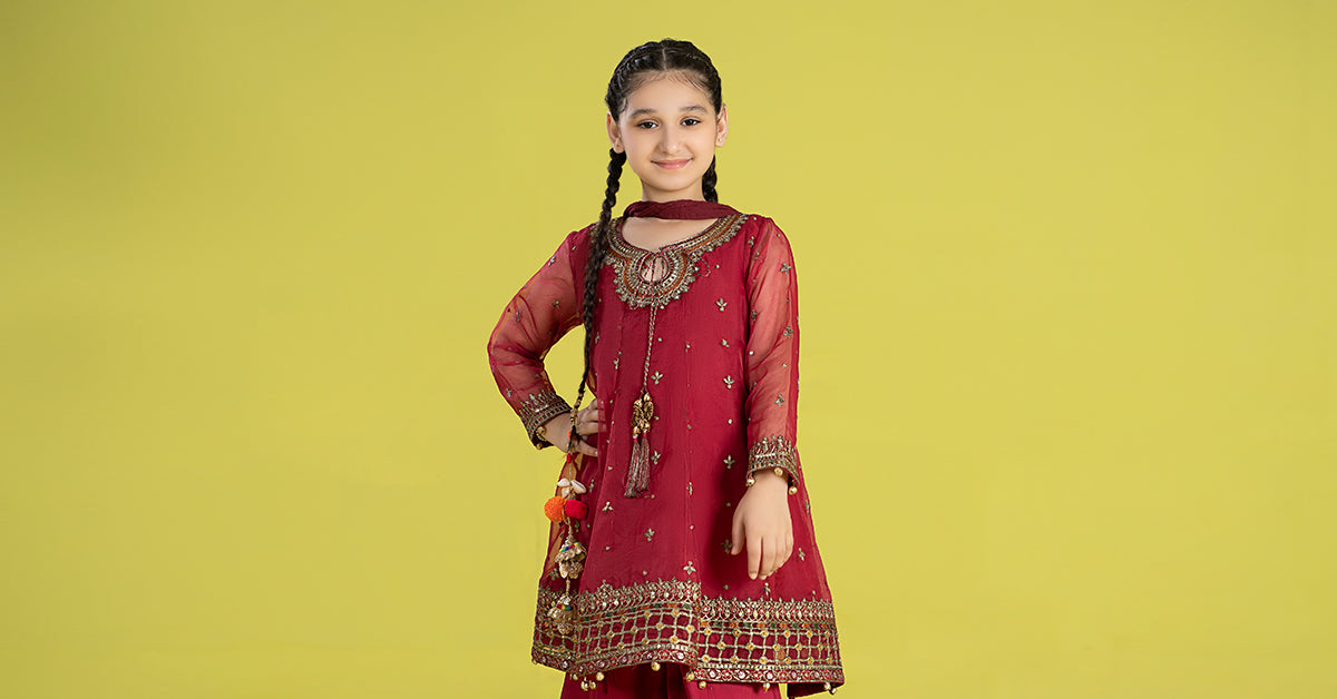 3 Piece Embroidered Organza Suit