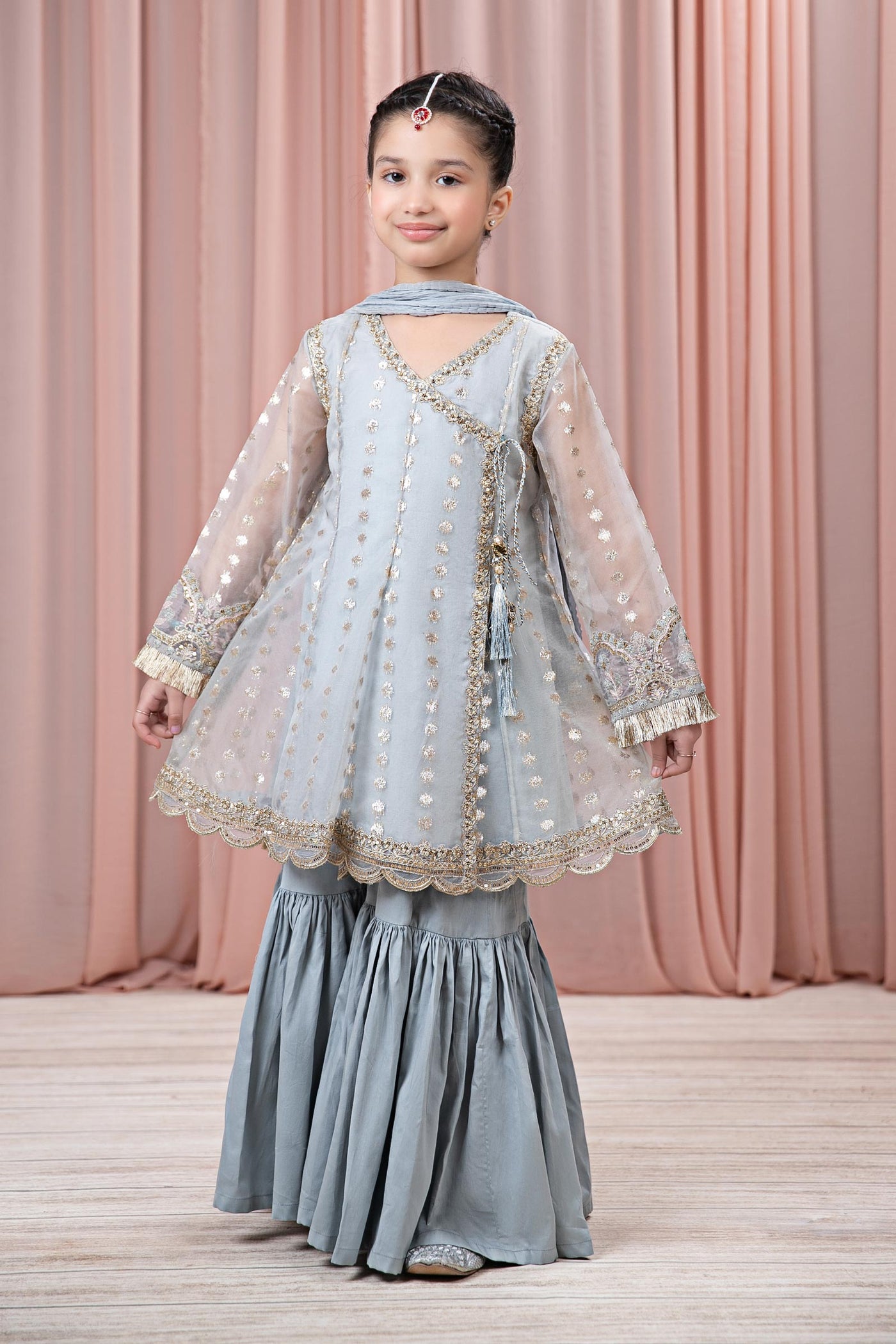 3 PIECE EMBROIDERED ORGANZA SUIT | MKS-EF24-18