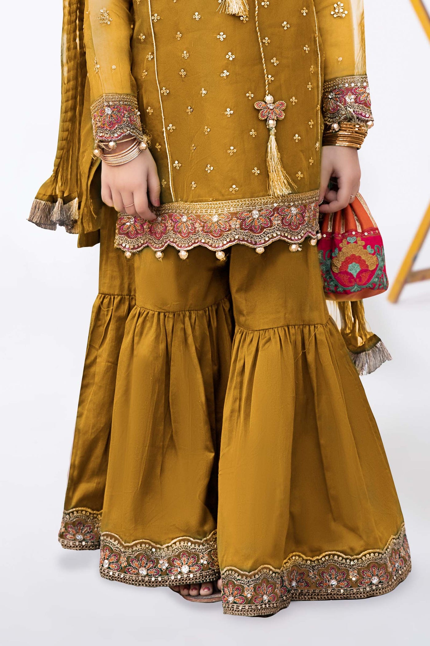 3 PIECE EMBROIDERED ORGANZA SUIT | MKS-EF24-21