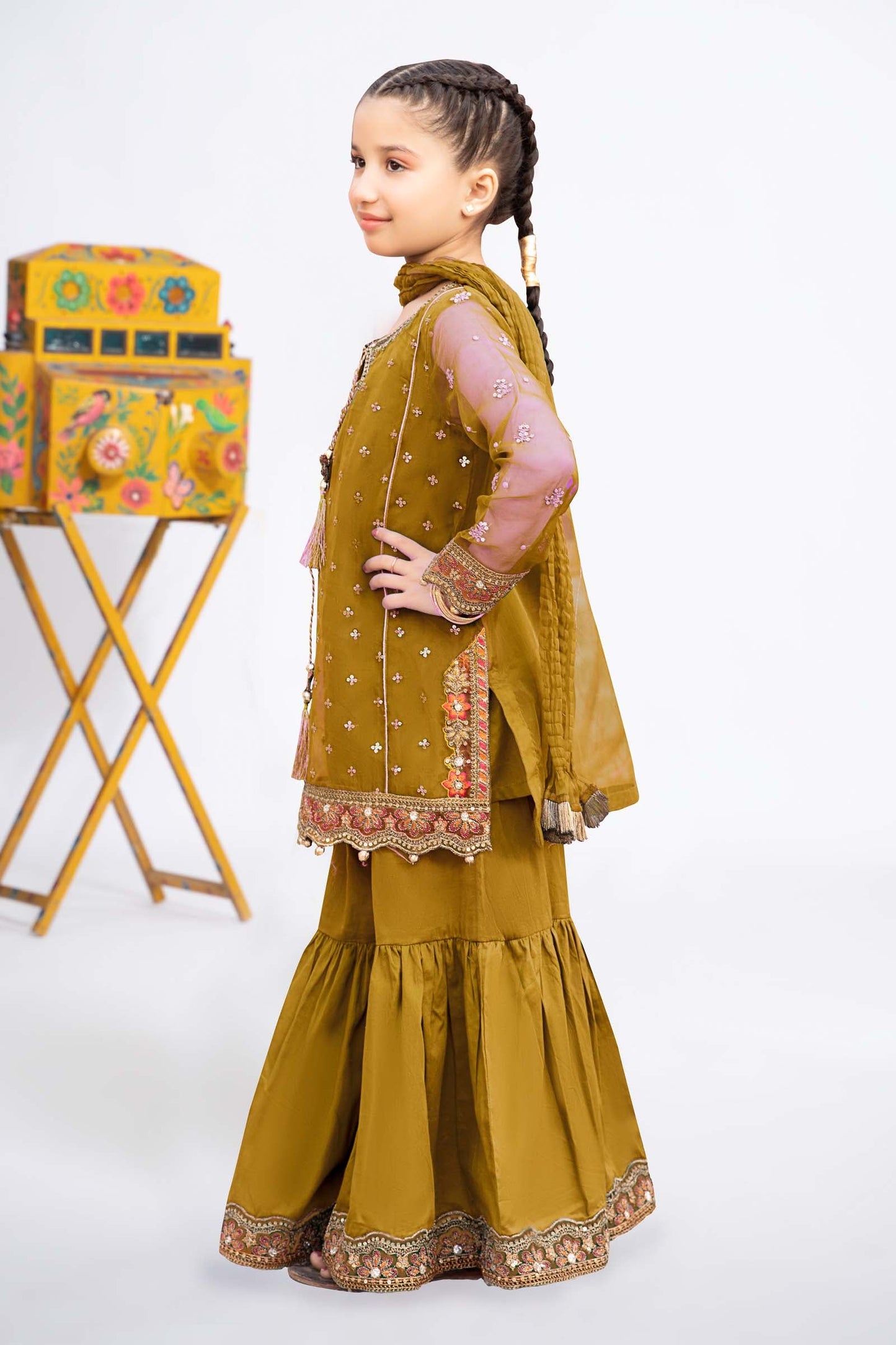 3 Piece Embroidered Organza Suit