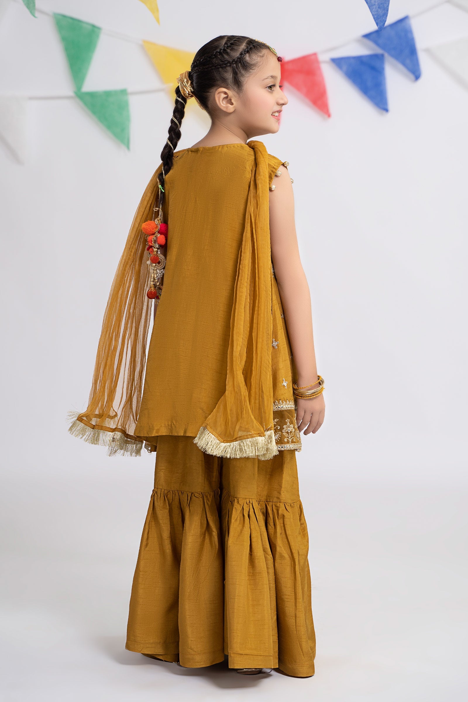 3 Piece Embroidered Raw Silk Suit
