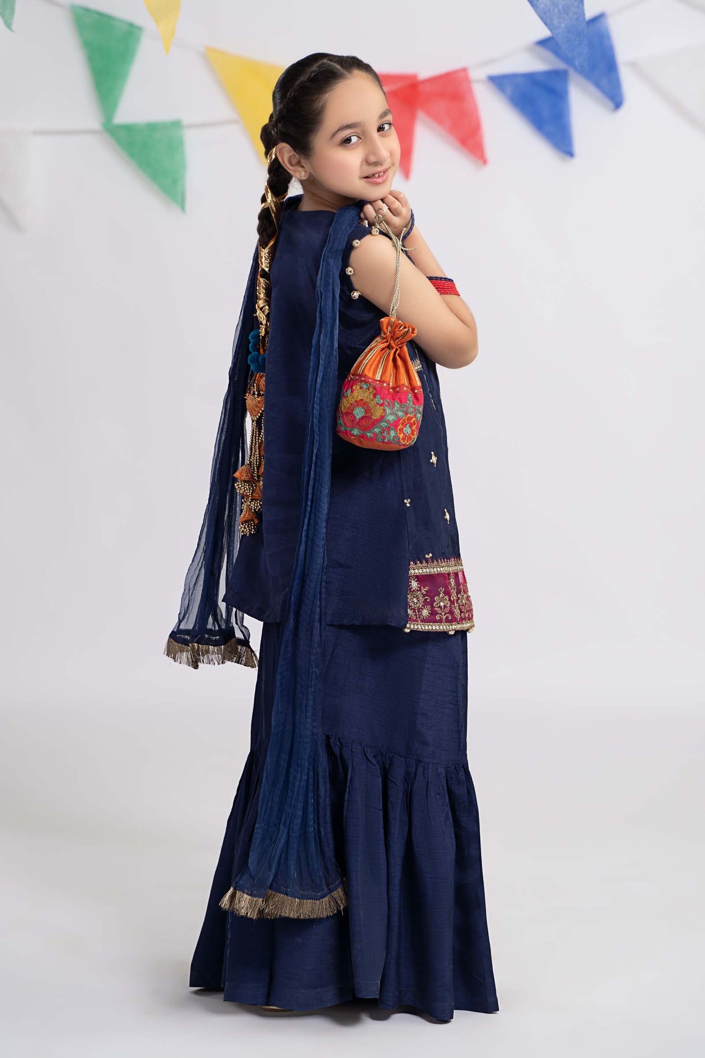 3 Piece Embroidered Raw Silk Suit