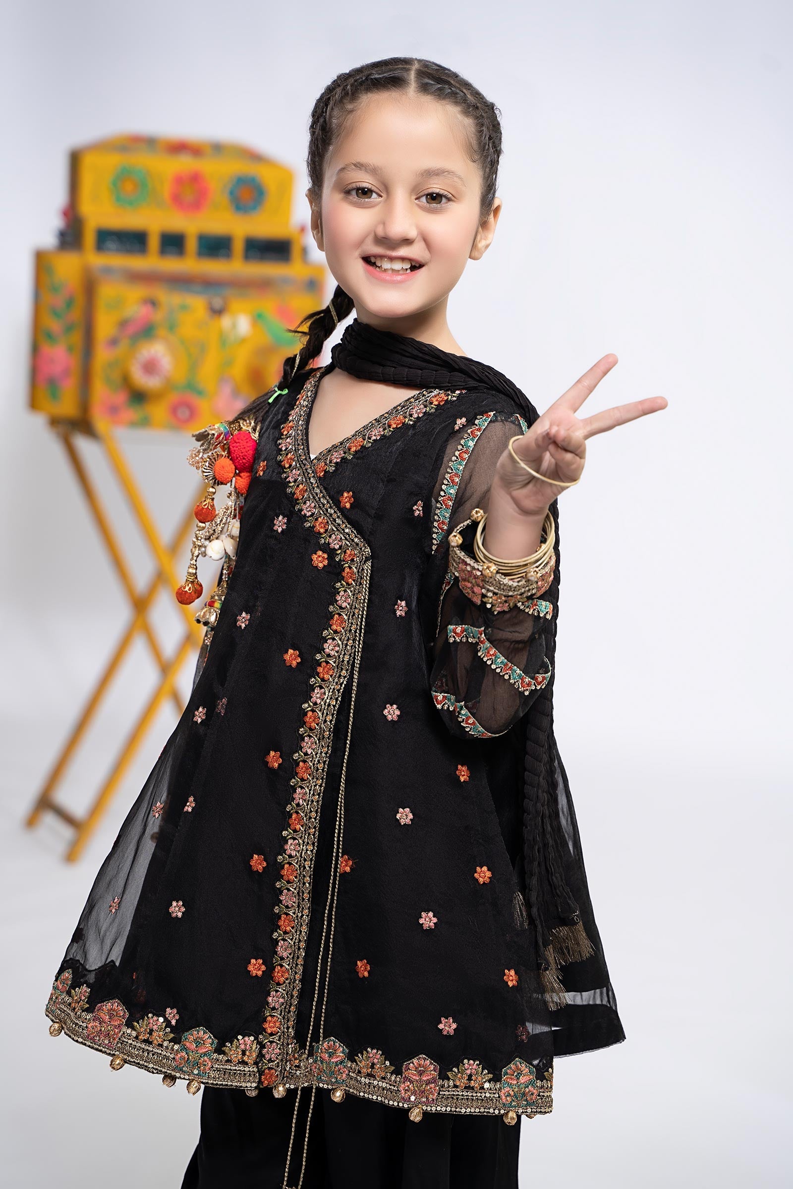3 Piece Embroidered Organza Suit