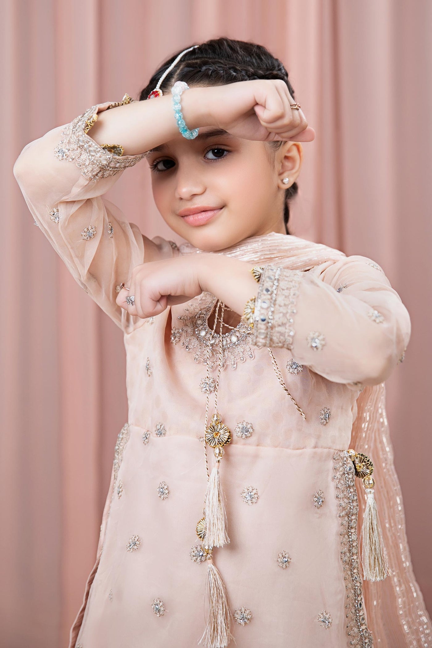 3 PIECE EMBROIDERED ORGANZA SUIT | MKS-EF24-25
