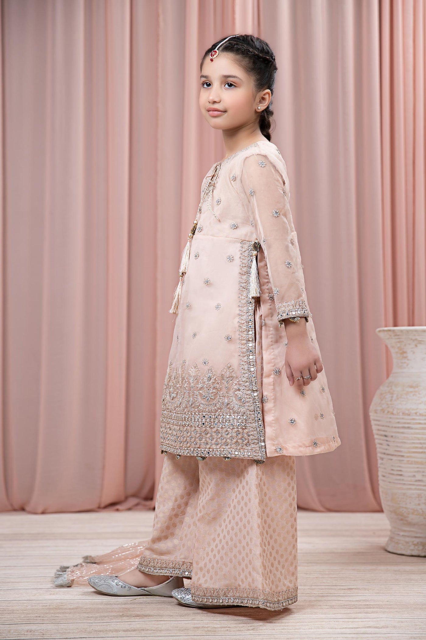 3 PIECE EMBROIDERED ORGANZA SUIT | MKS-EF24-25