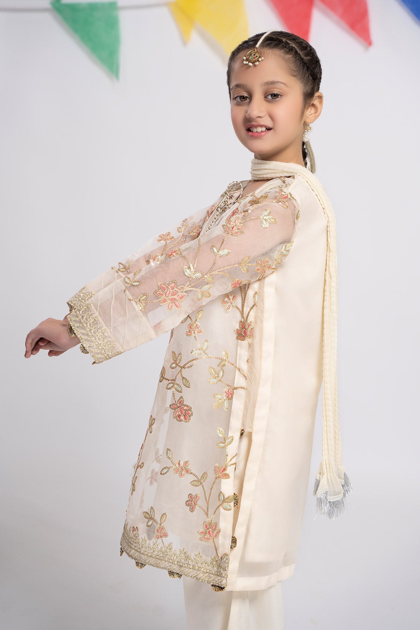 3 PIECE EMBROIDERED ORGANZA SUIT | MKS-EF24-30