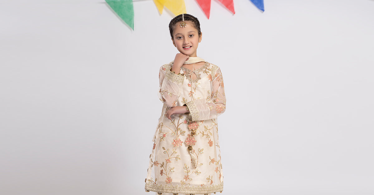 3 Piece Embroidered Organza Suit