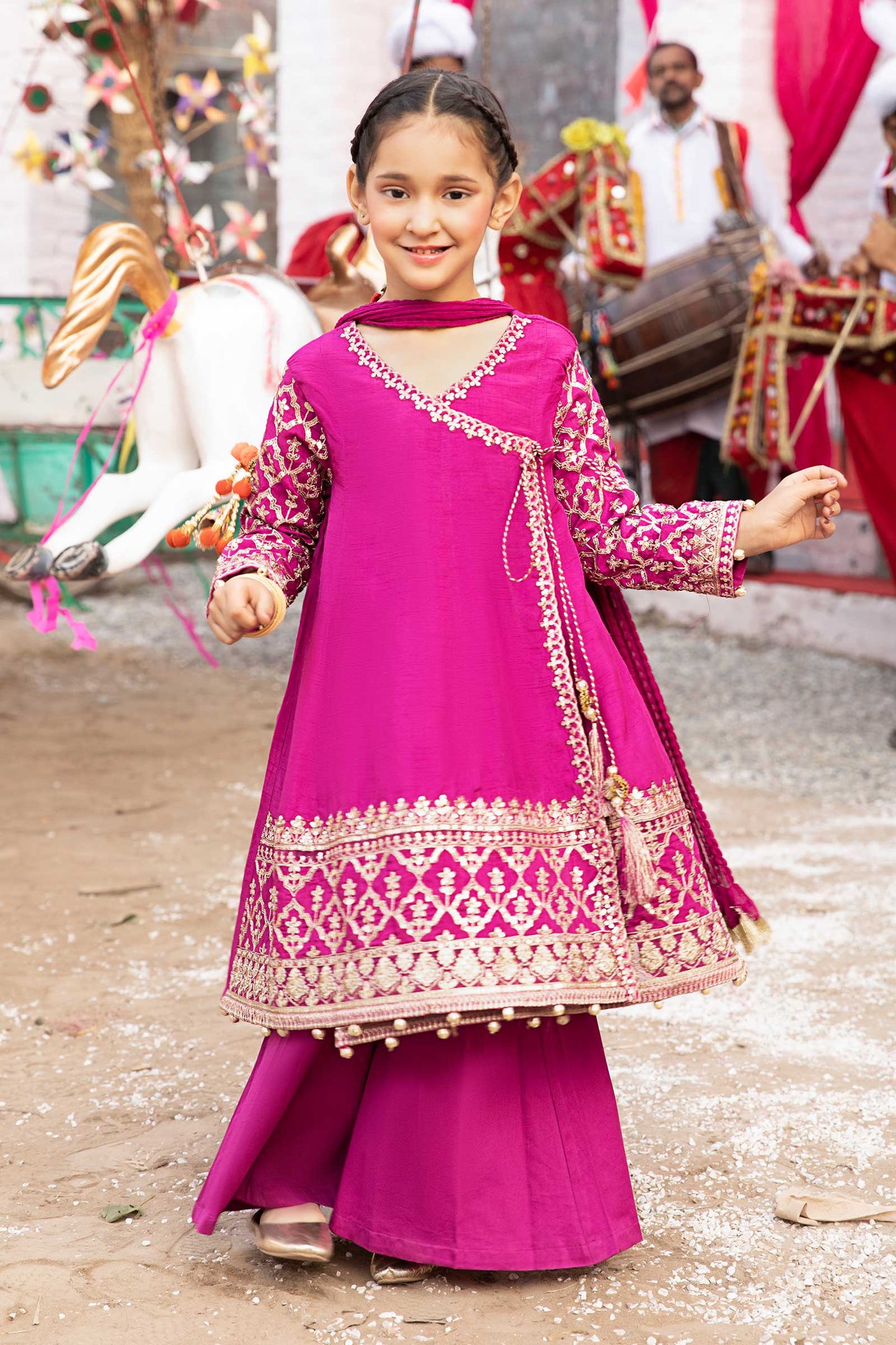 3 Piece Embroidered Raw Silk Suit