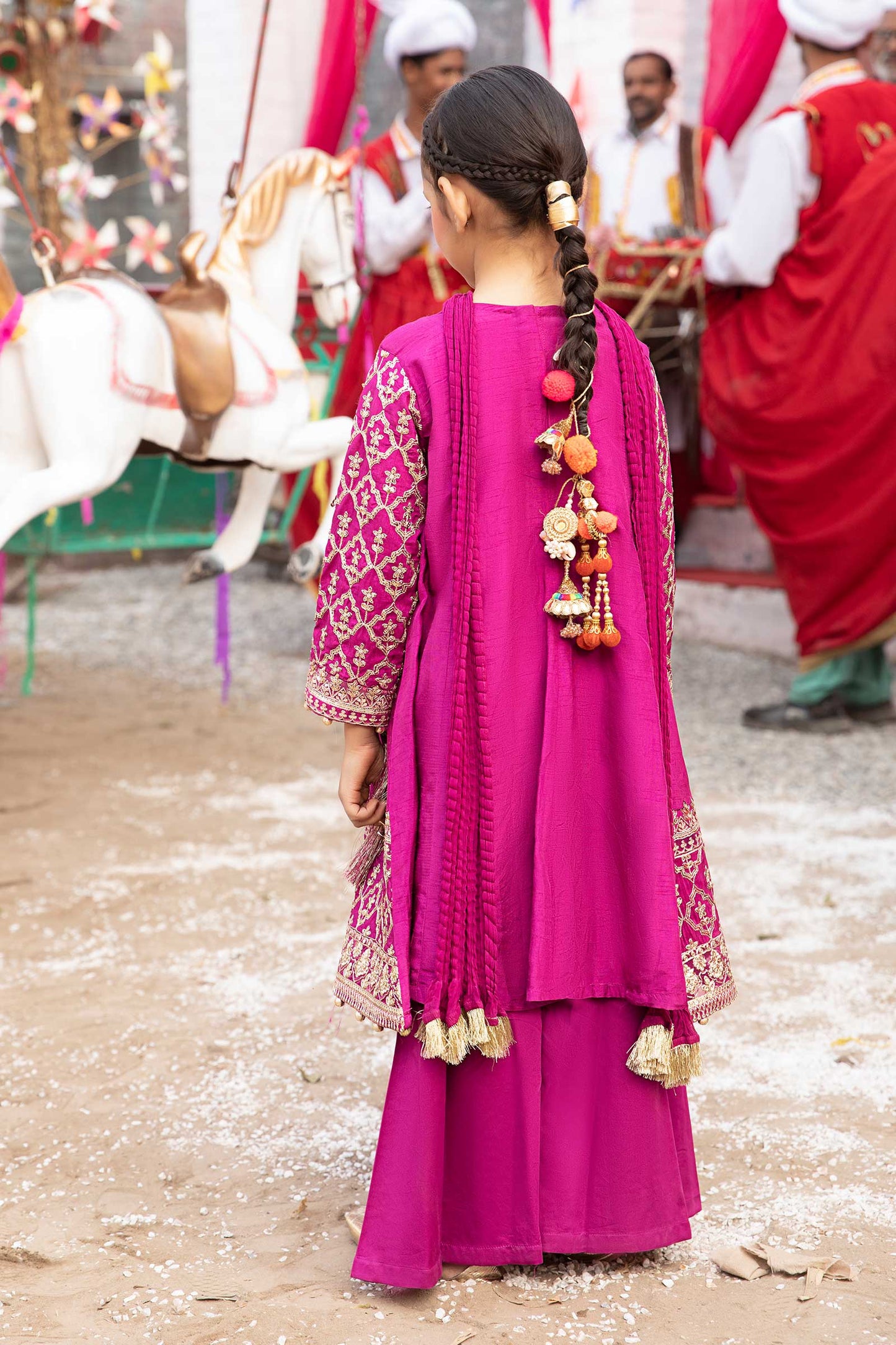 3 Piece Embroidered Raw Silk Suit