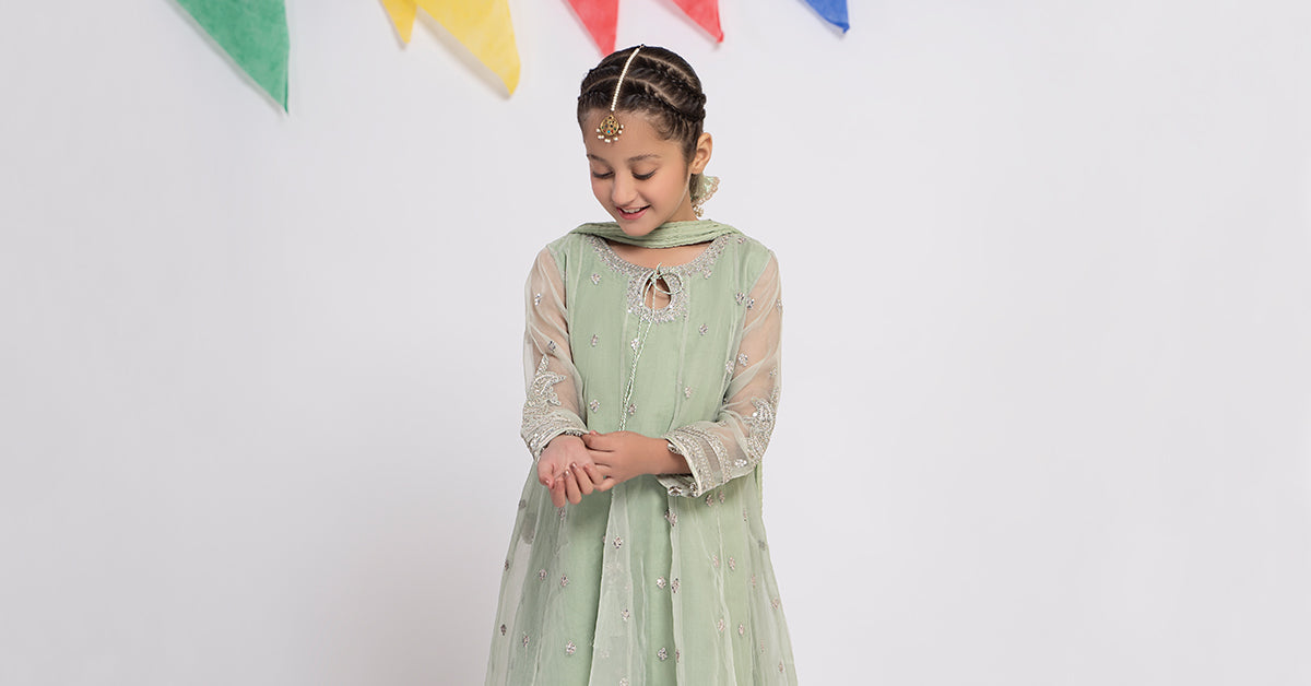 3 Piece Embroidered Organza Suit