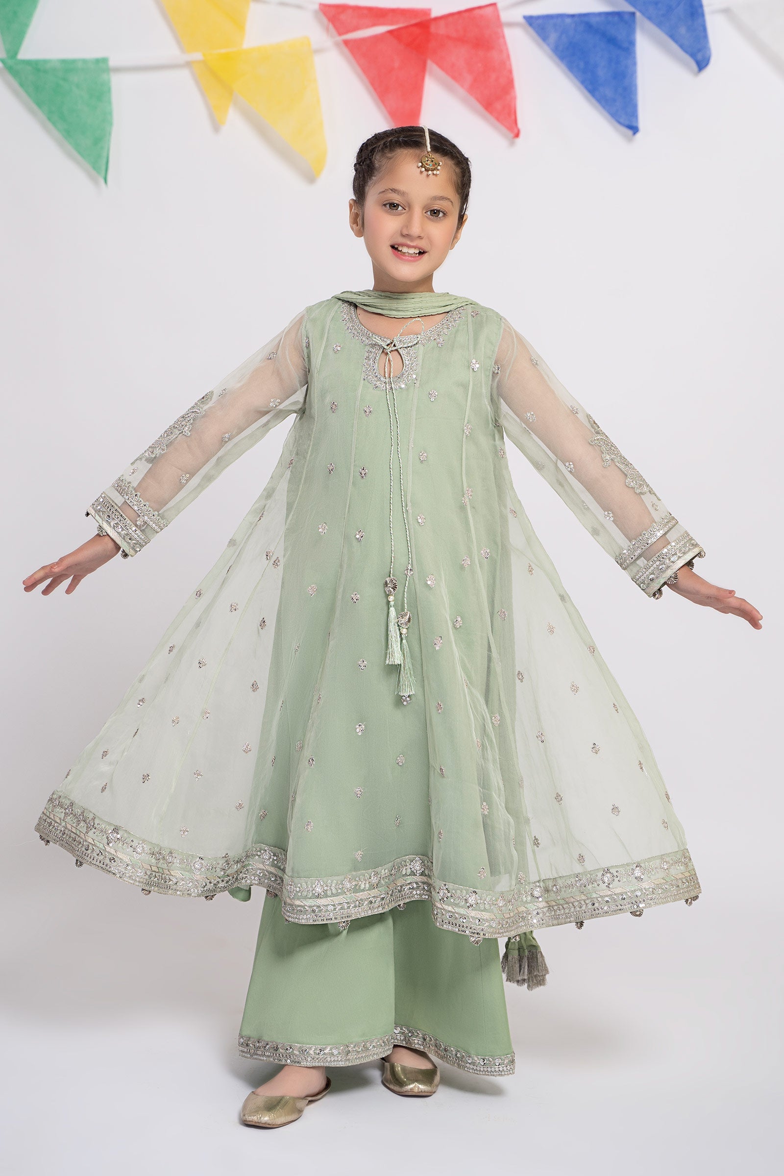 3 Piece Embroidered Organza Suit