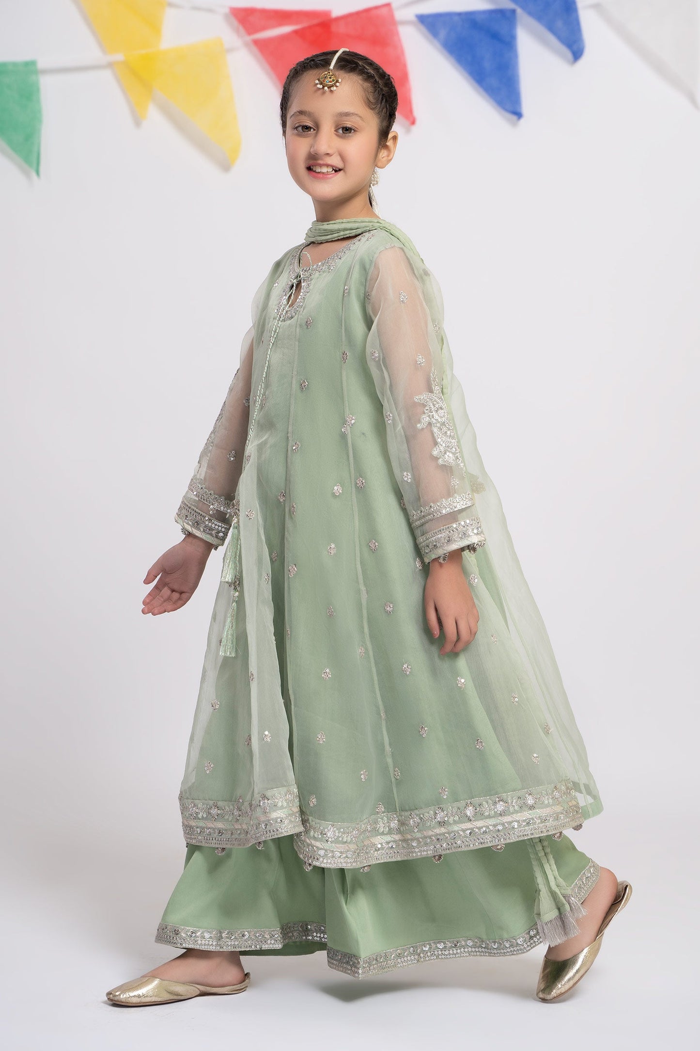 3 Piece Embroidered Organza Suit