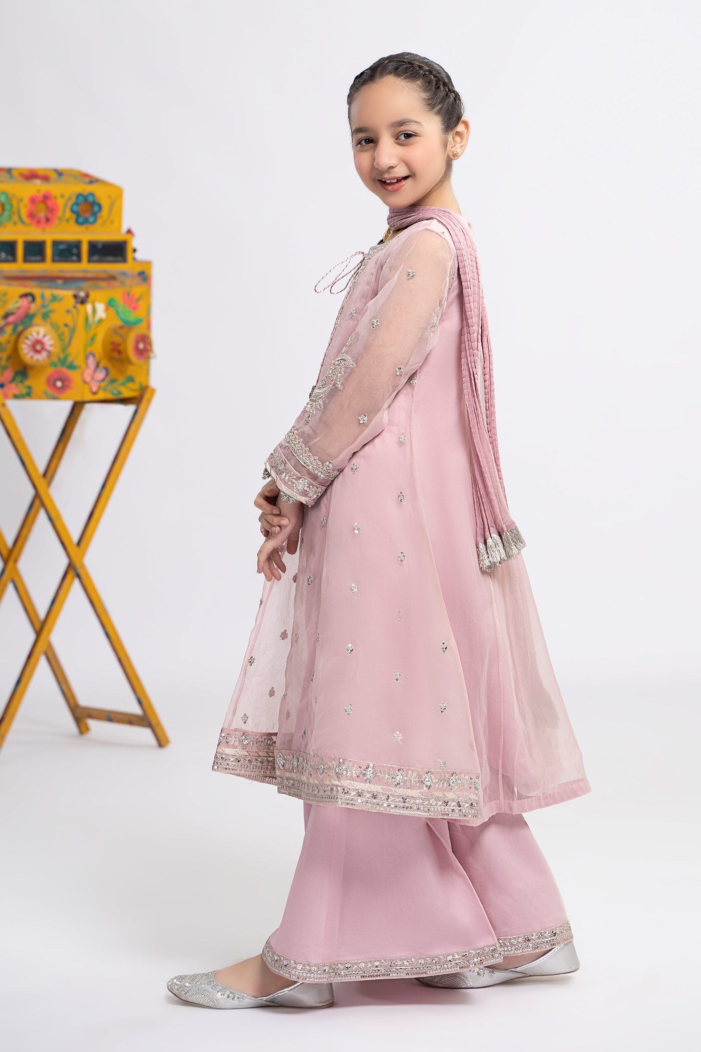 3 PIECE EMBROIDERED ORGANZA SUIT | MKS-EF24-15