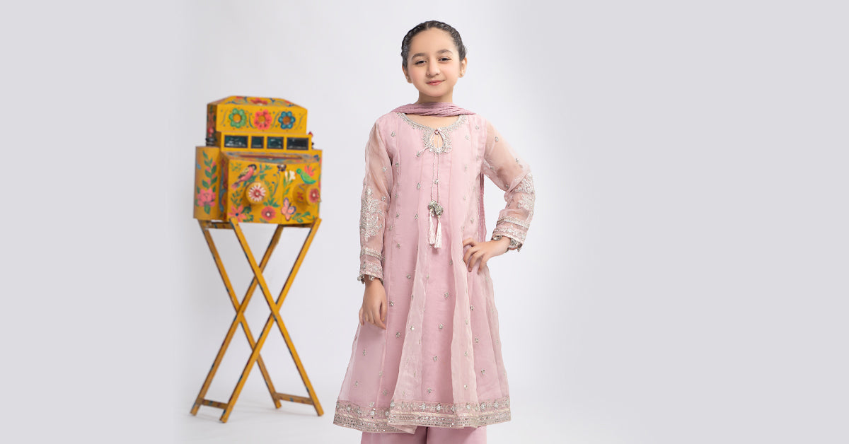 3 PIECE EMBROIDERED ORGANZA SUIT | MKS-EF24-15