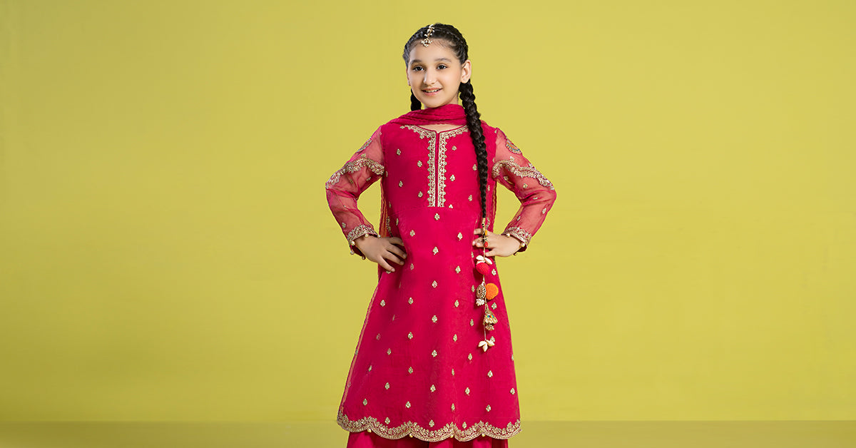 3 Piece Embroidered Organza Suit