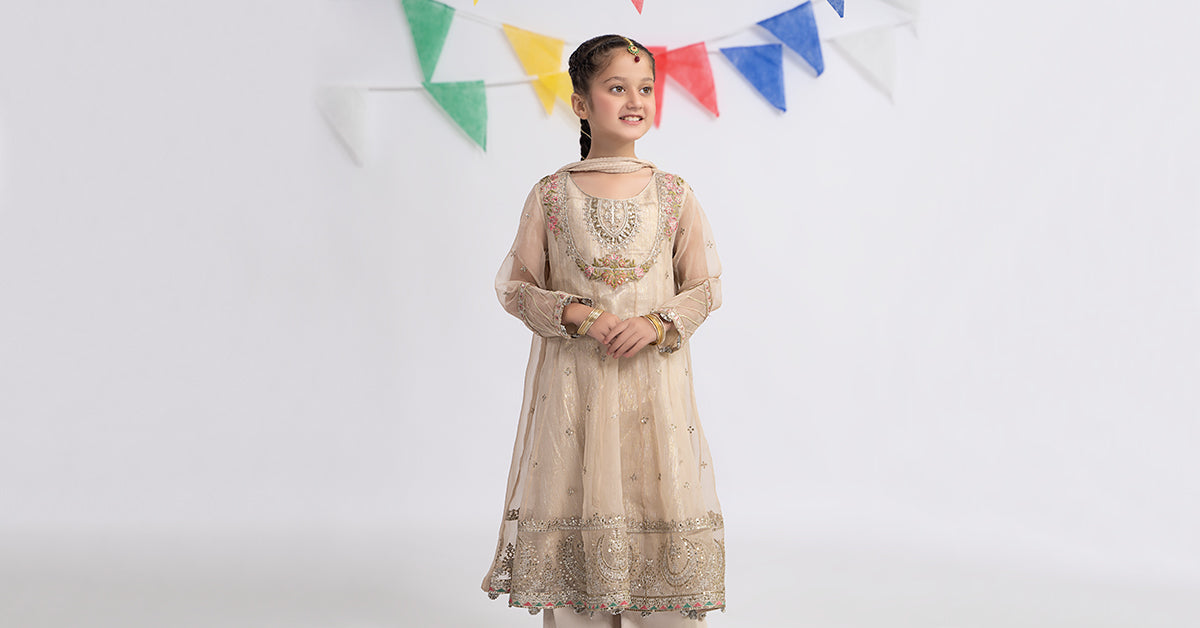 3 Piece Embroidered Organza Suit