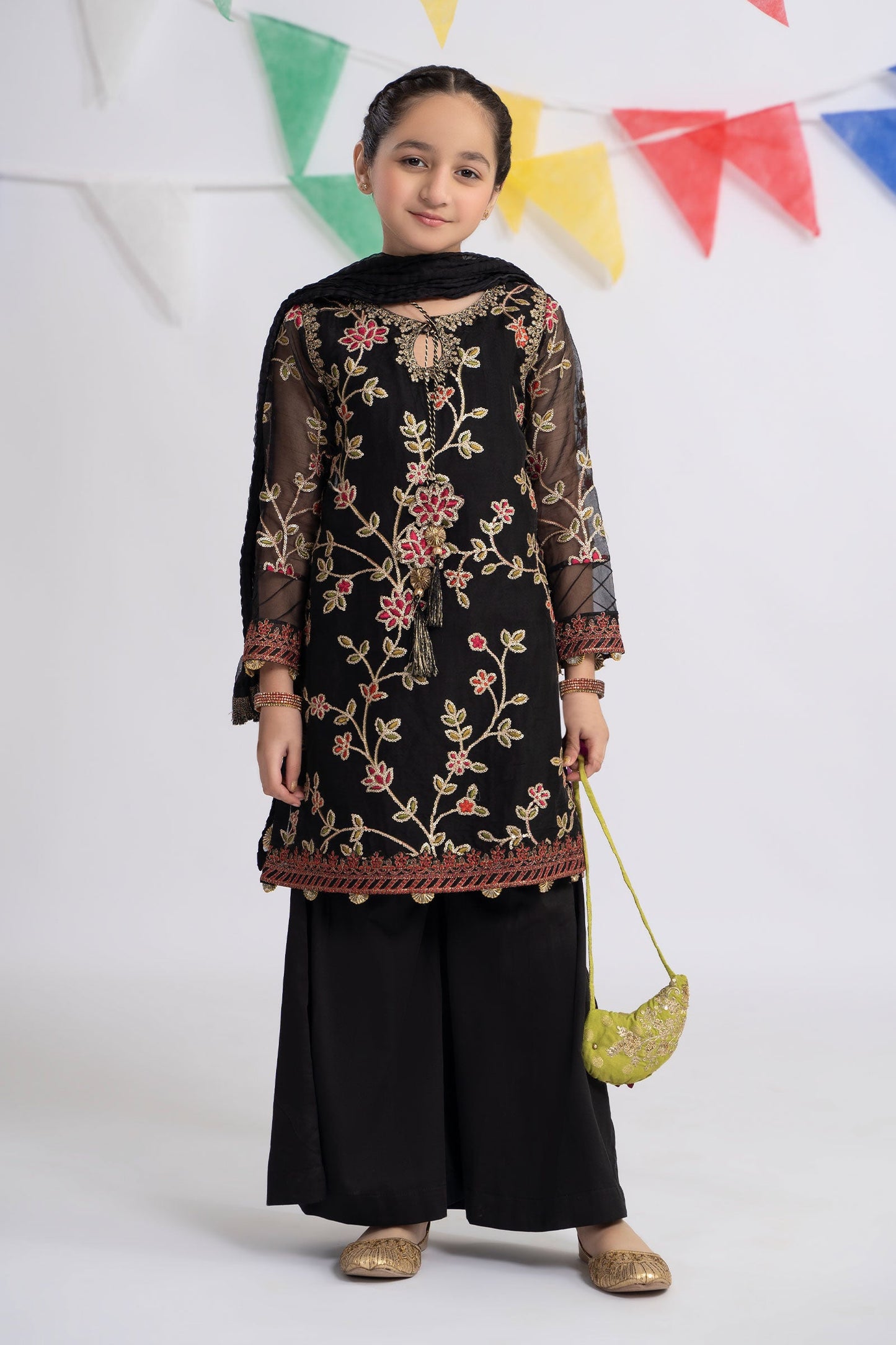 3 Piece Embroidered Organza Suit