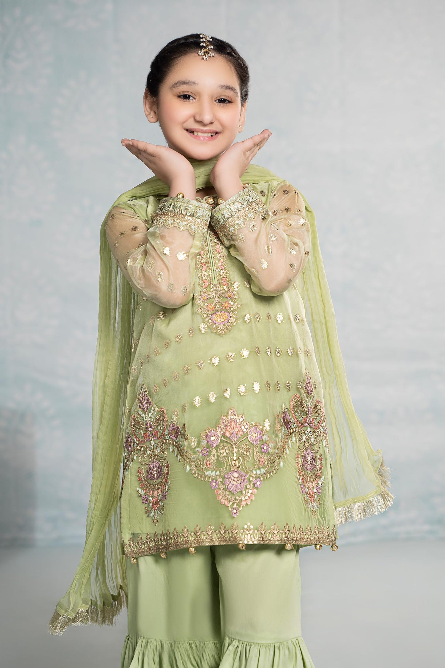 3 Piece Embroidered Organza Suit
