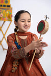 3 Piece Embroidered Raw Silk Suit