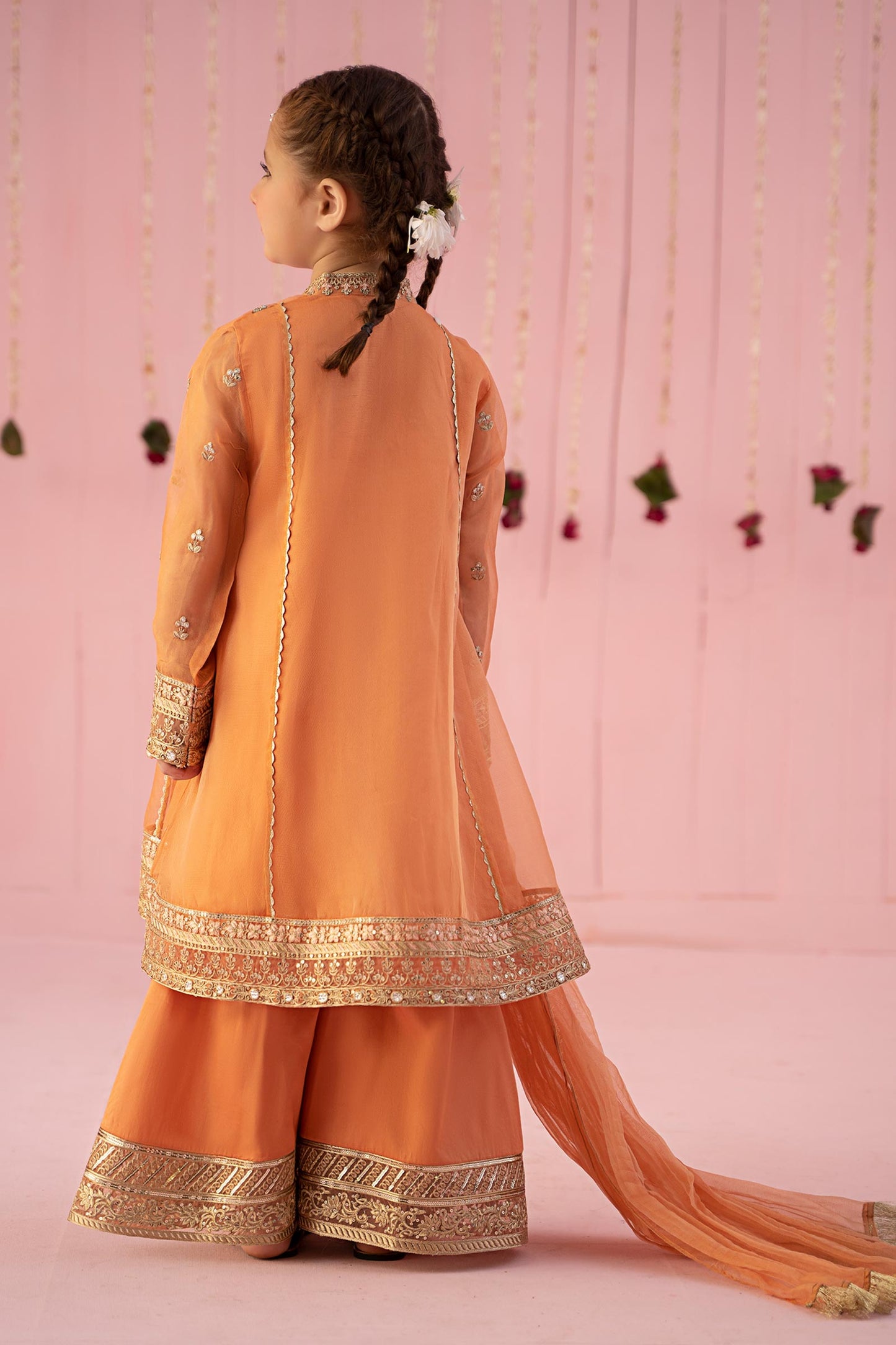 3 Piece Embroidered Zari Line Organza Suit