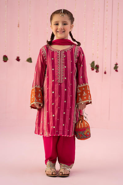 3 PIECE EMBROIDERED YARN DYED SUIT | MKD-EF24-03 All Products MKD2403-023-PNK