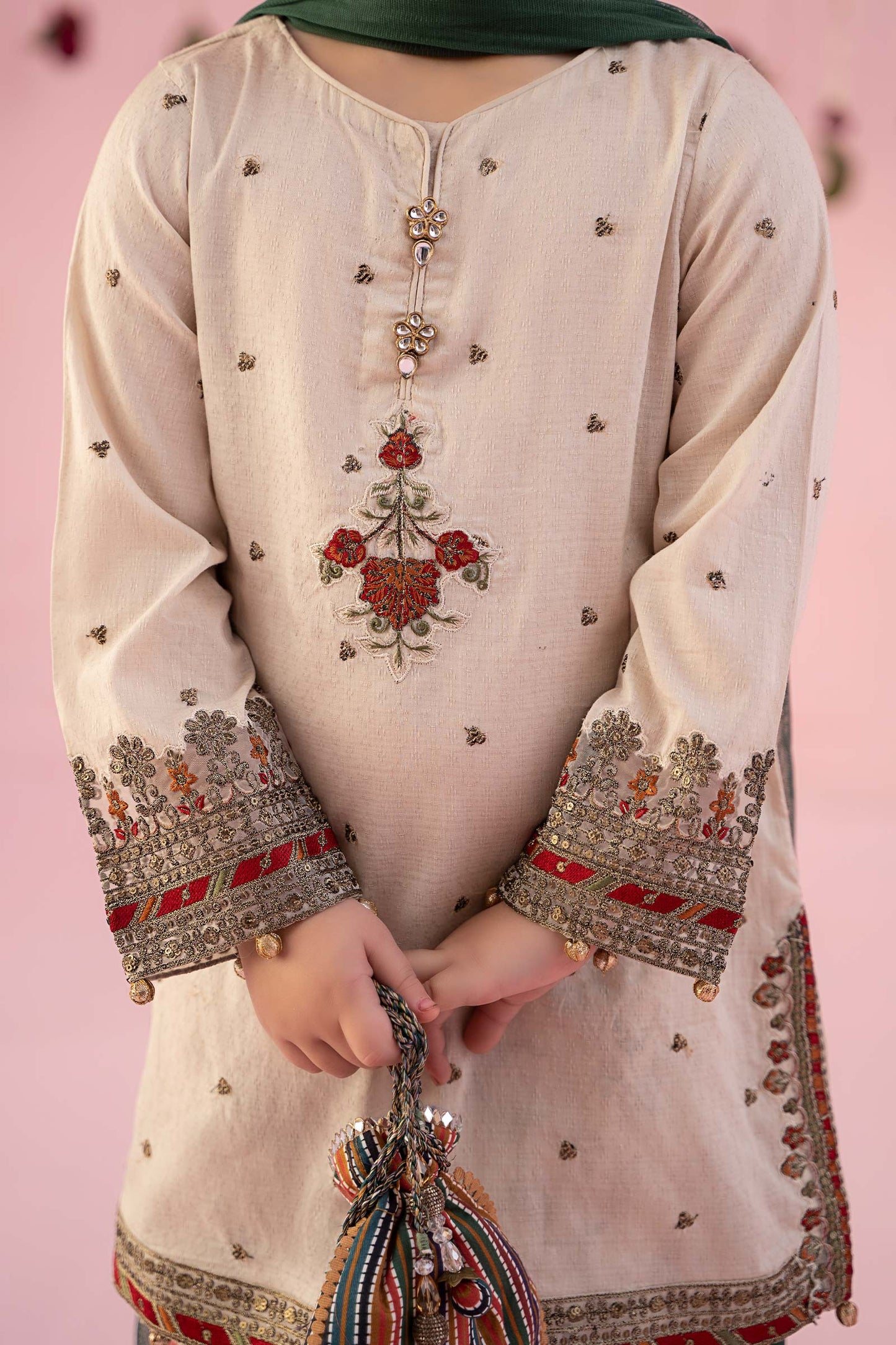3 Piece Embroidered Dobby Suit
