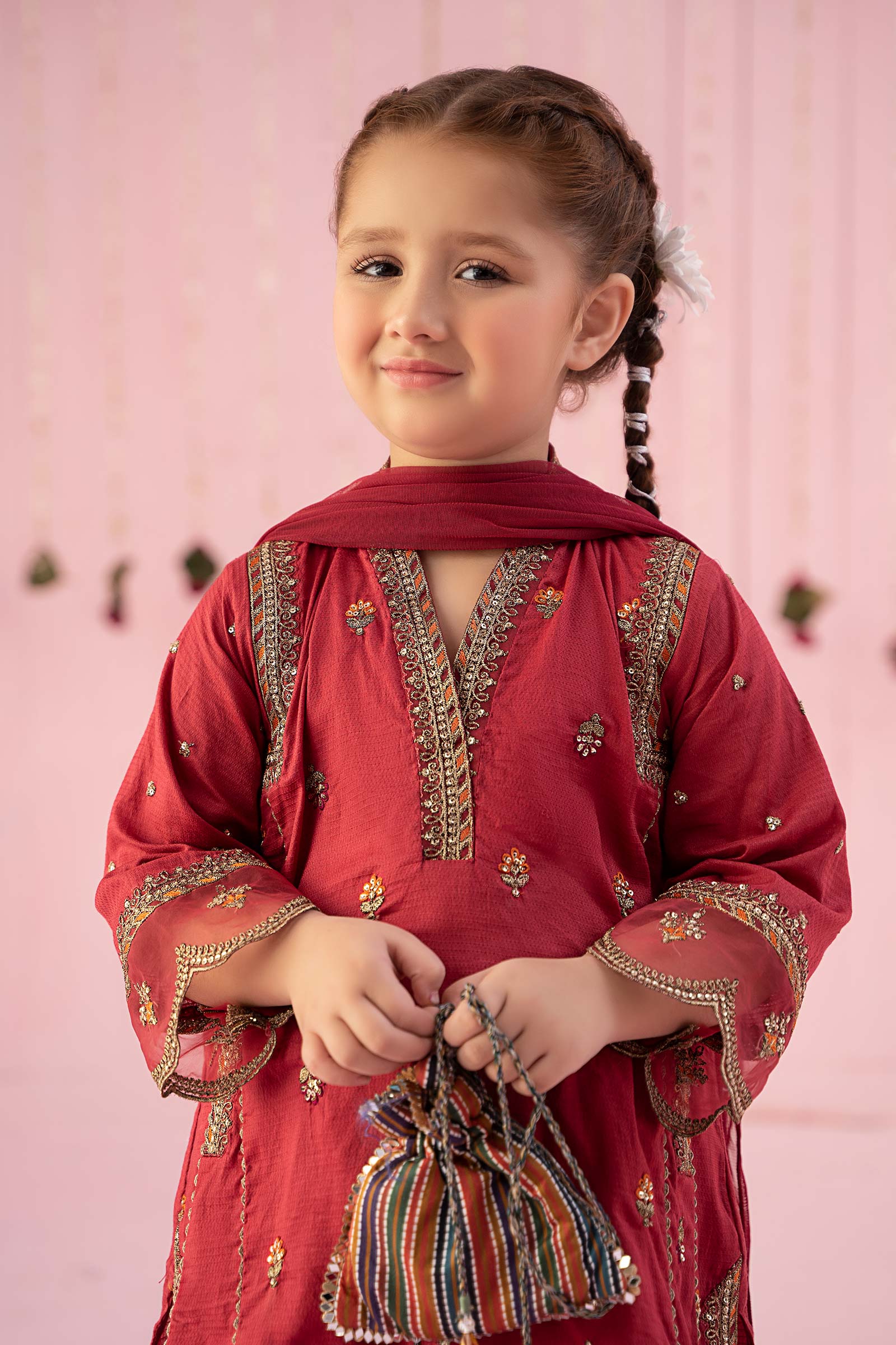 3 Piece Embroidered Dobby Suit