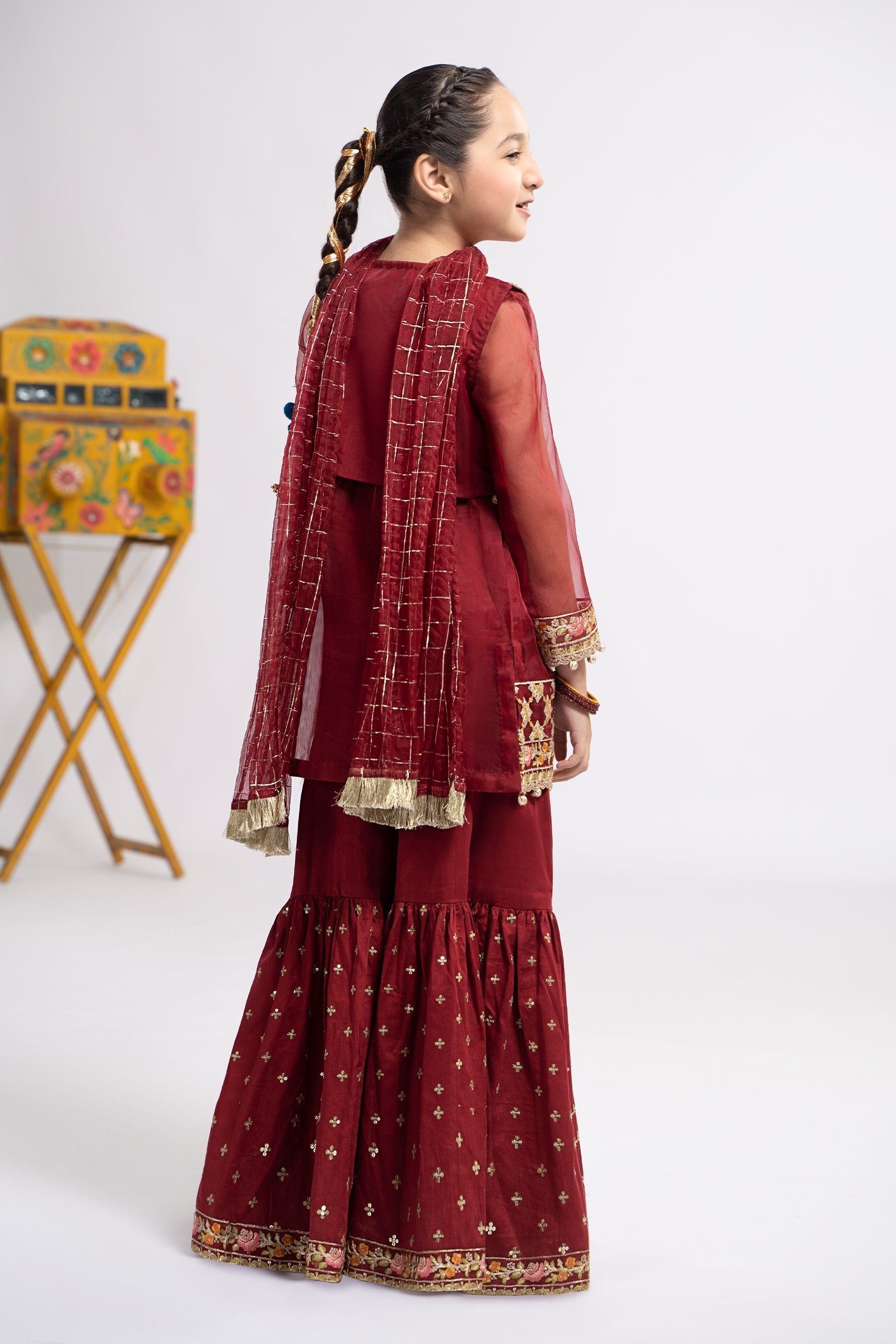 3 Piece Embroidered Organza Suit