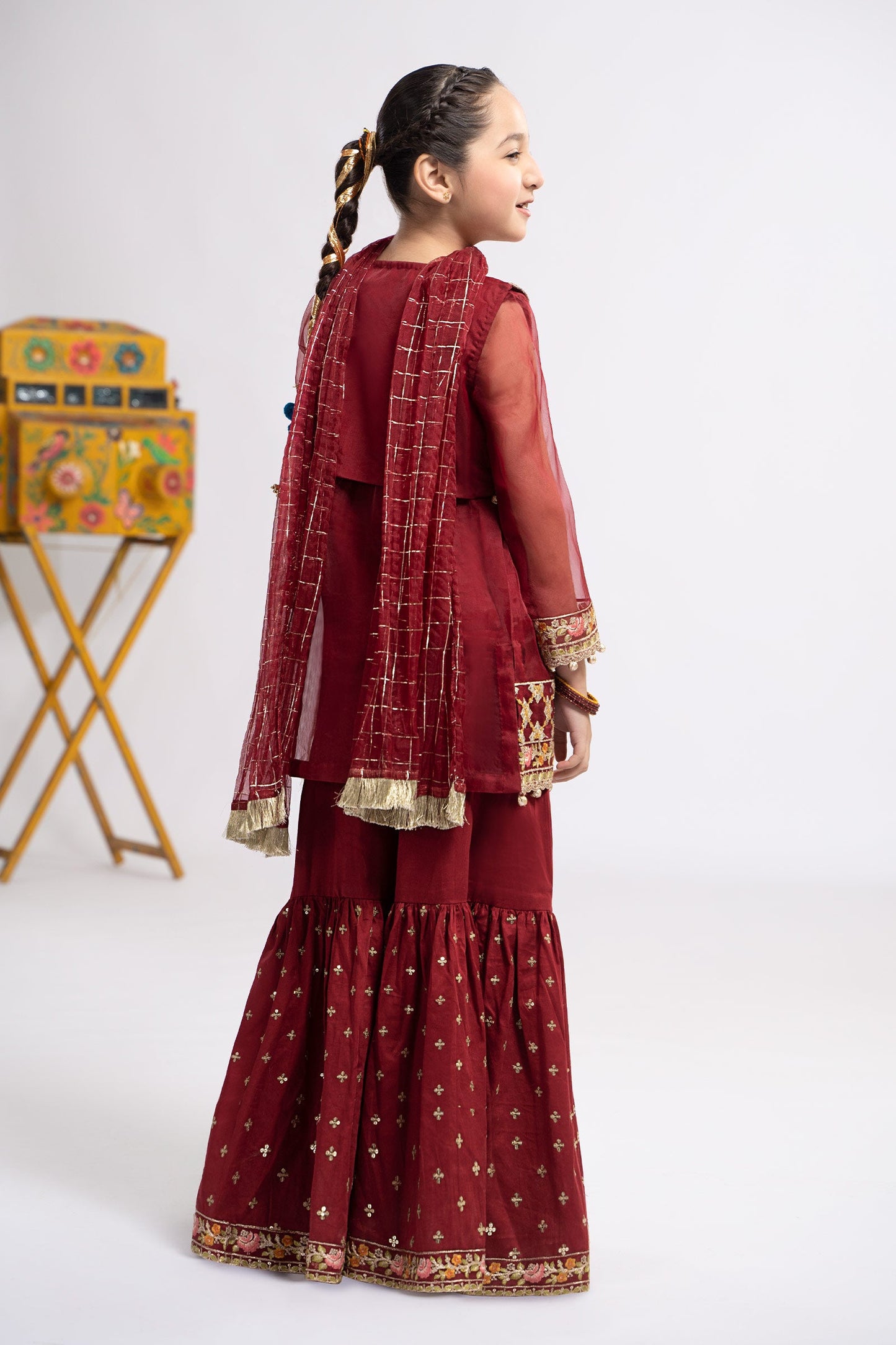 3 Piece Embroidered Organza Suit