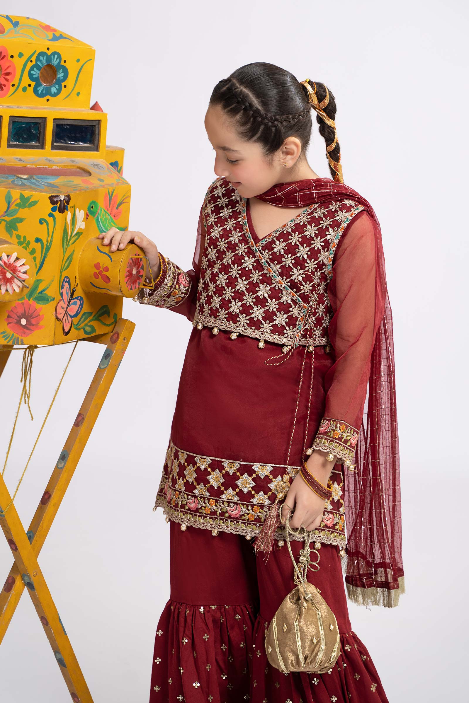 3 Piece Embroidered Organza Suit