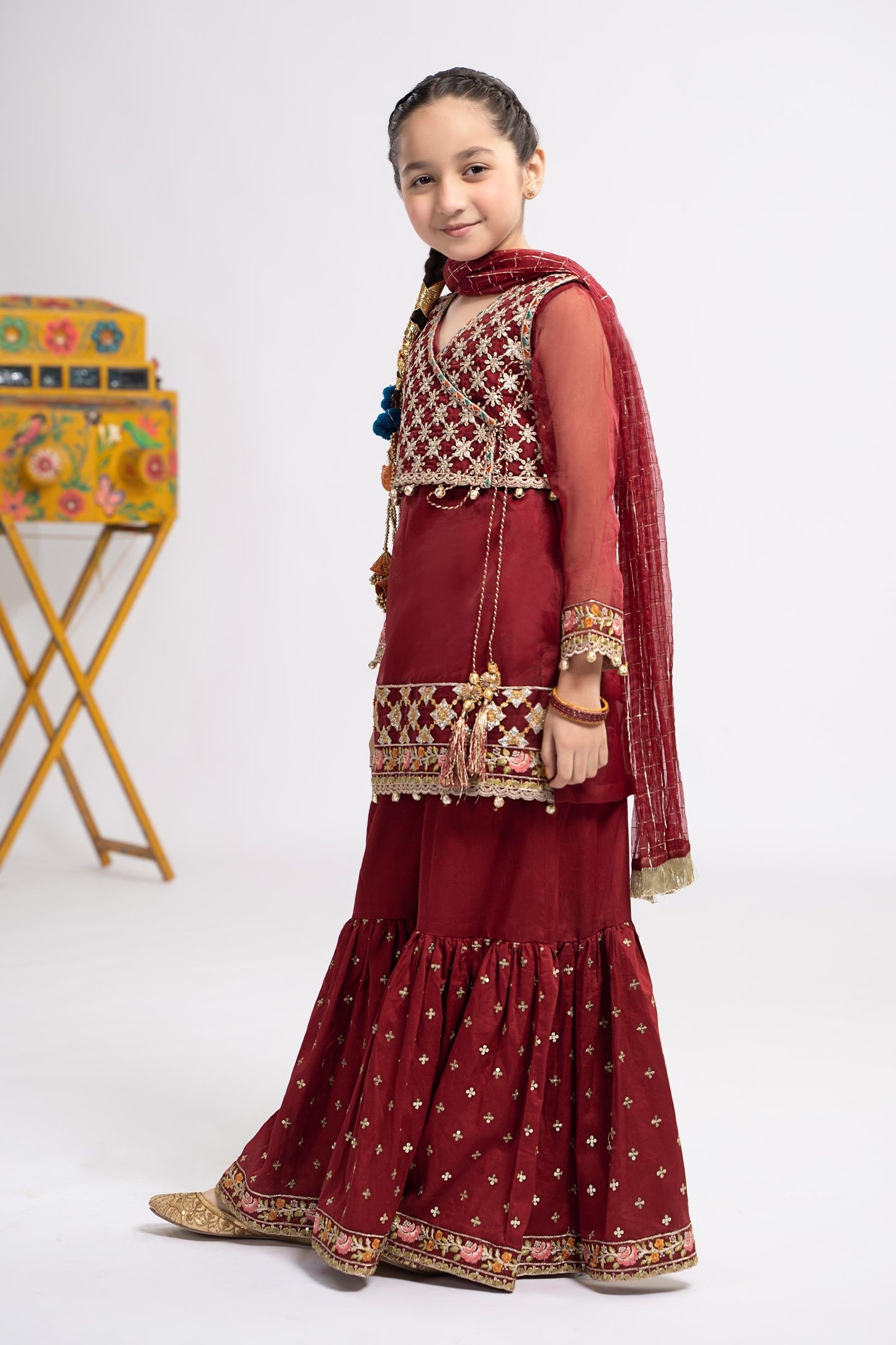 3 Piece Embroidered Organza Suit