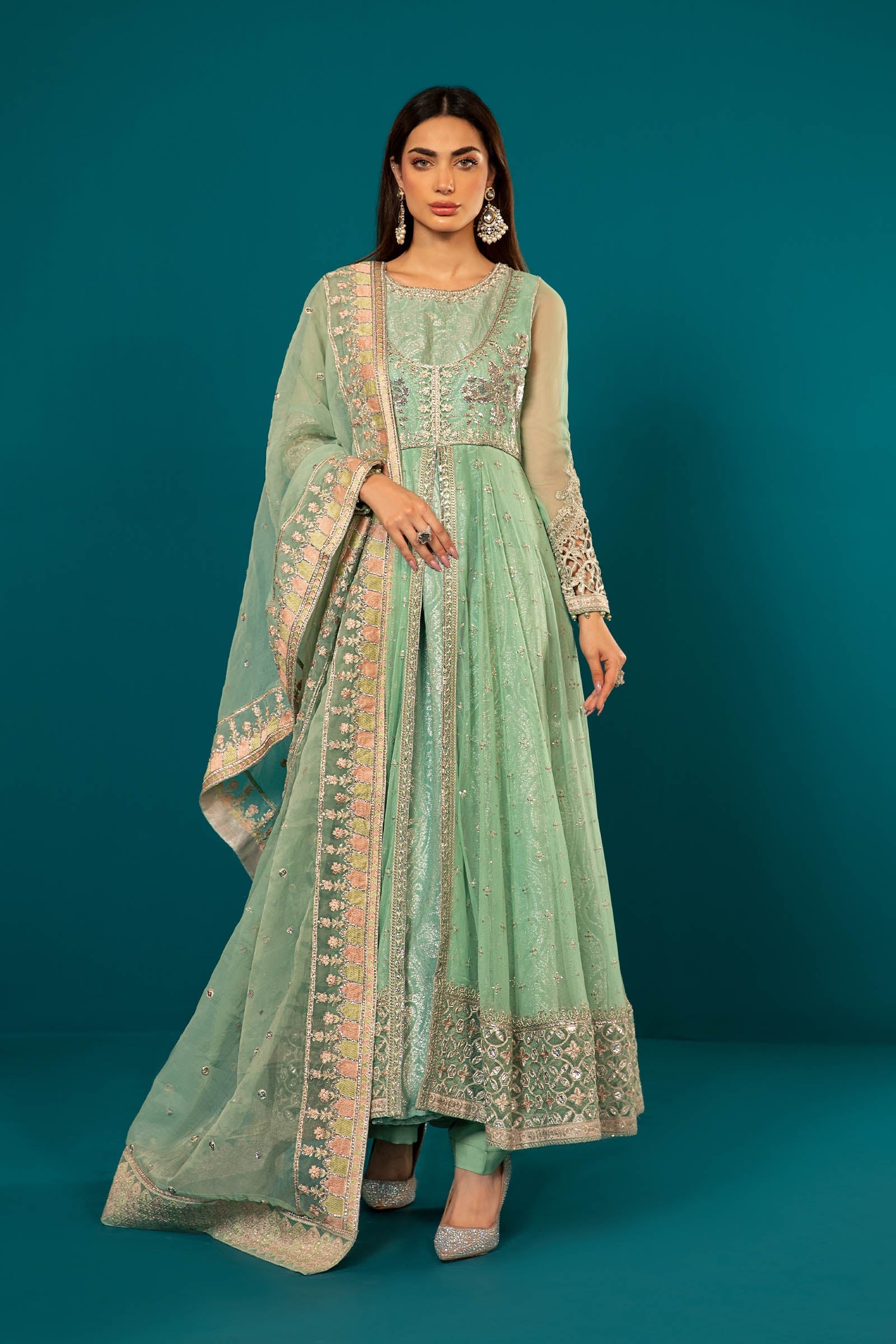 saoirse ronan green dress Shop Sea green chanderi aari work kurta main image 0
