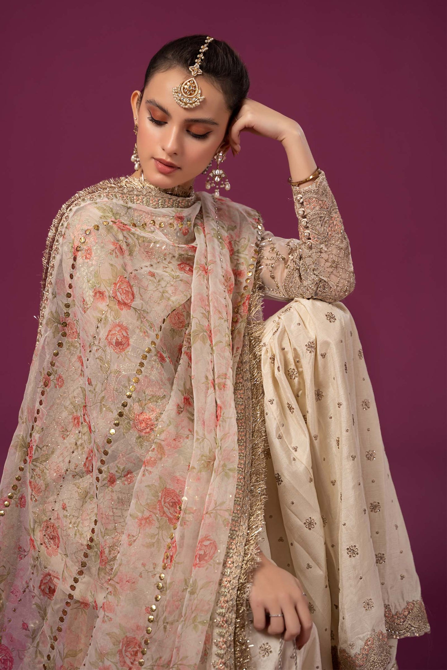 3 Piece Embroidered Organza Suit