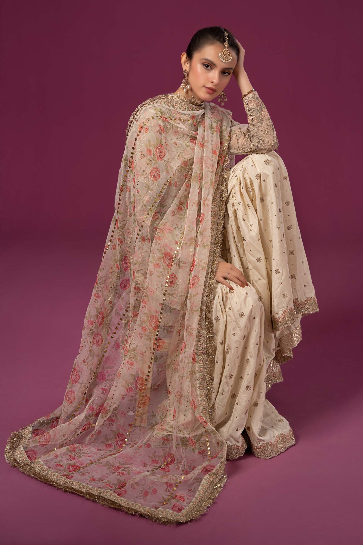 3 Piece Embroidered Organza Suit