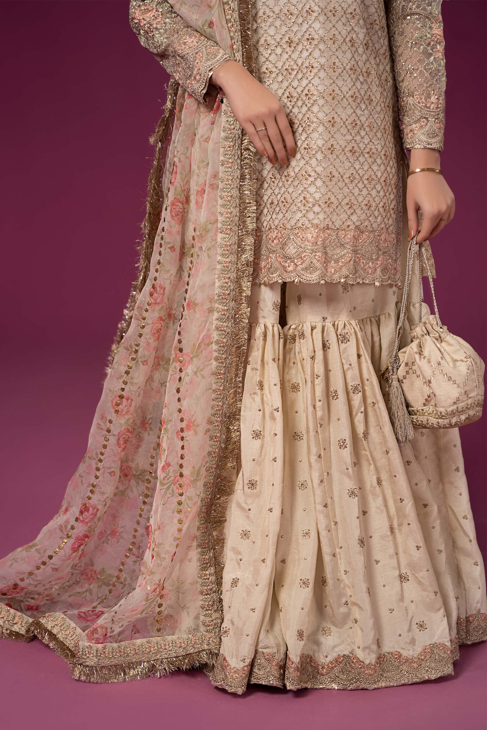 3 Piece Embroidered Organza Suit