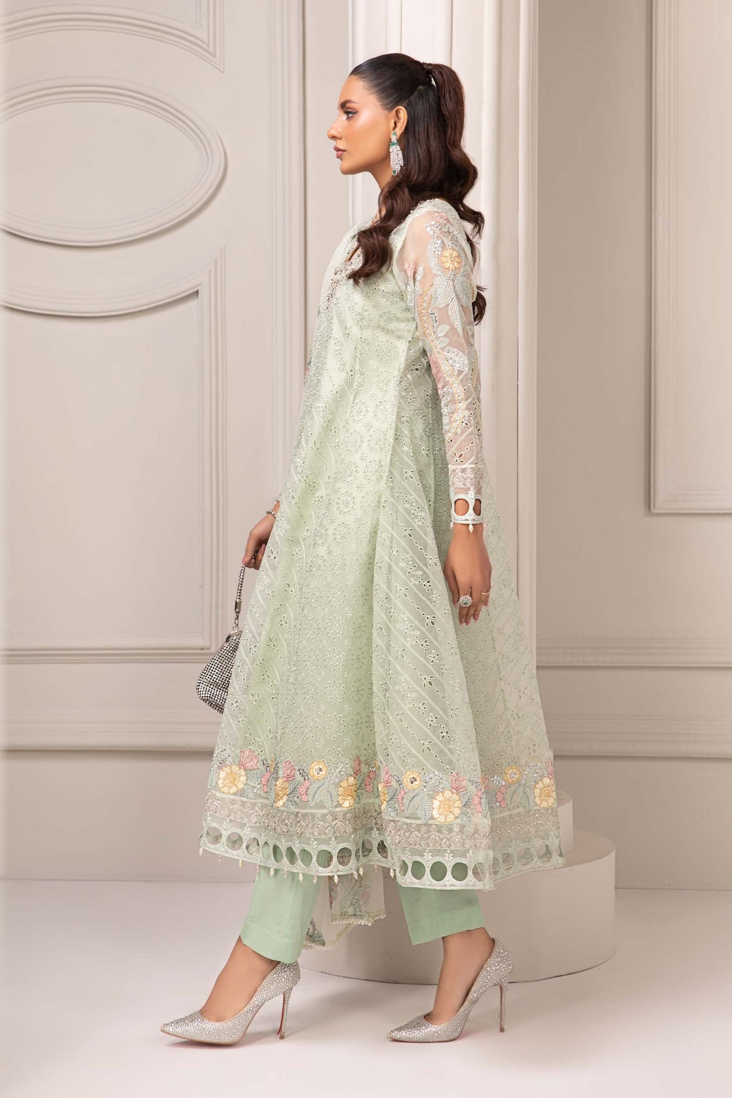 3 Piece Embroidered Organza Suit