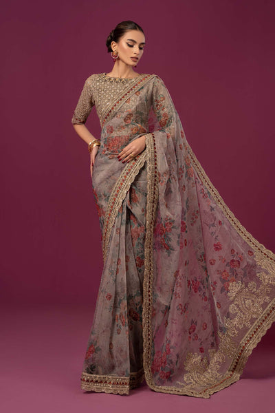 EMBROIDERED ORGANZA SAREE | SF-EF24-08 All Products SFF2408-ESM-BEG
