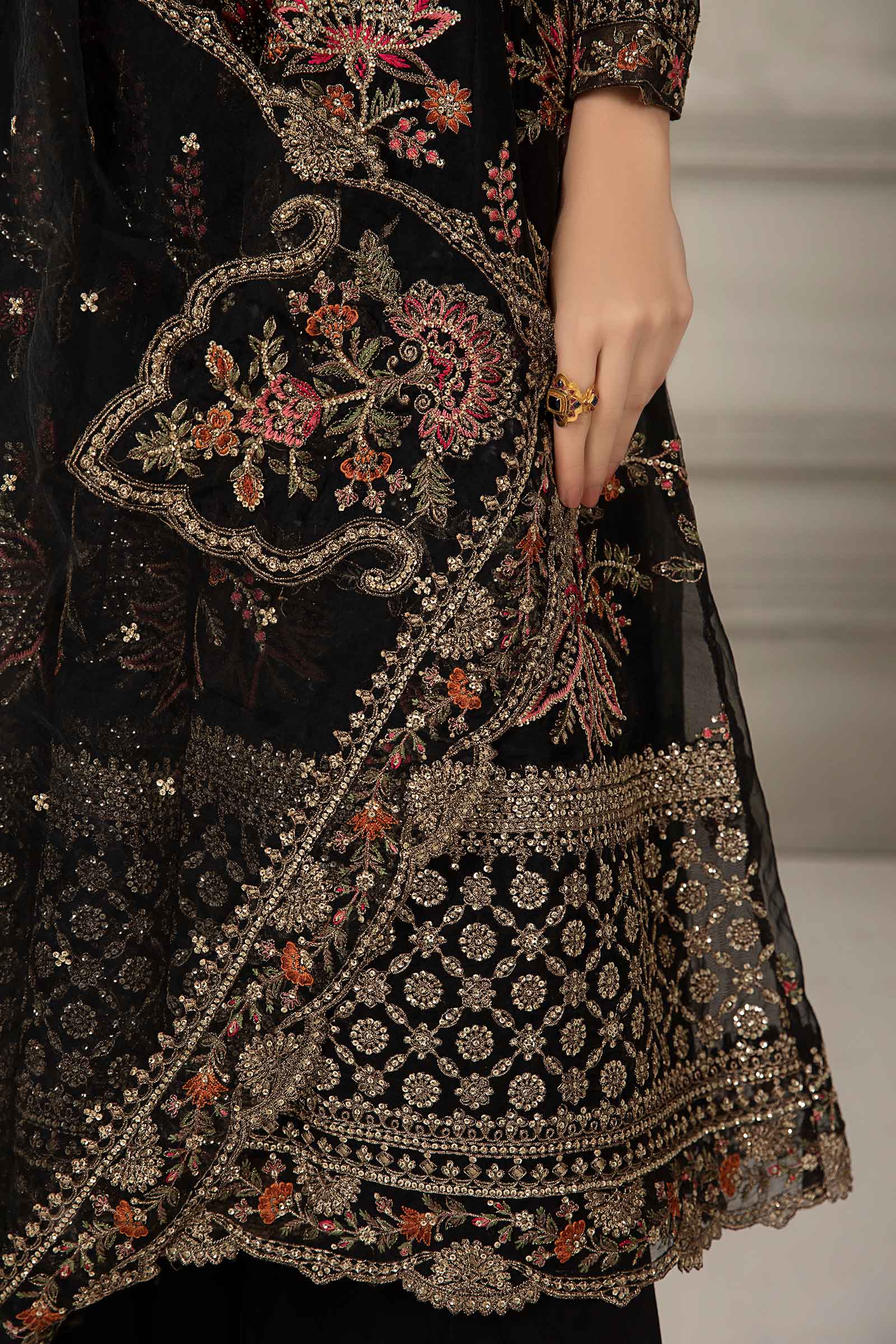 3 Piece Embroidered Organza Suit