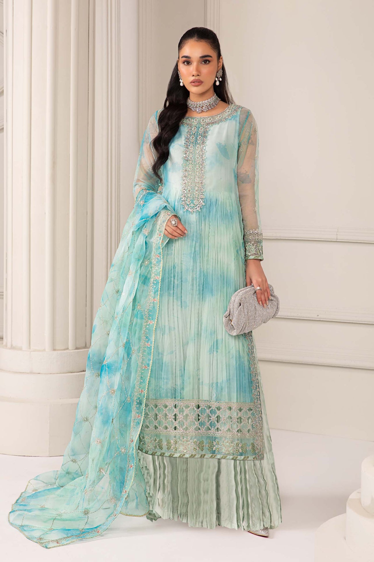 3 Piece Embroidered Organza Suit