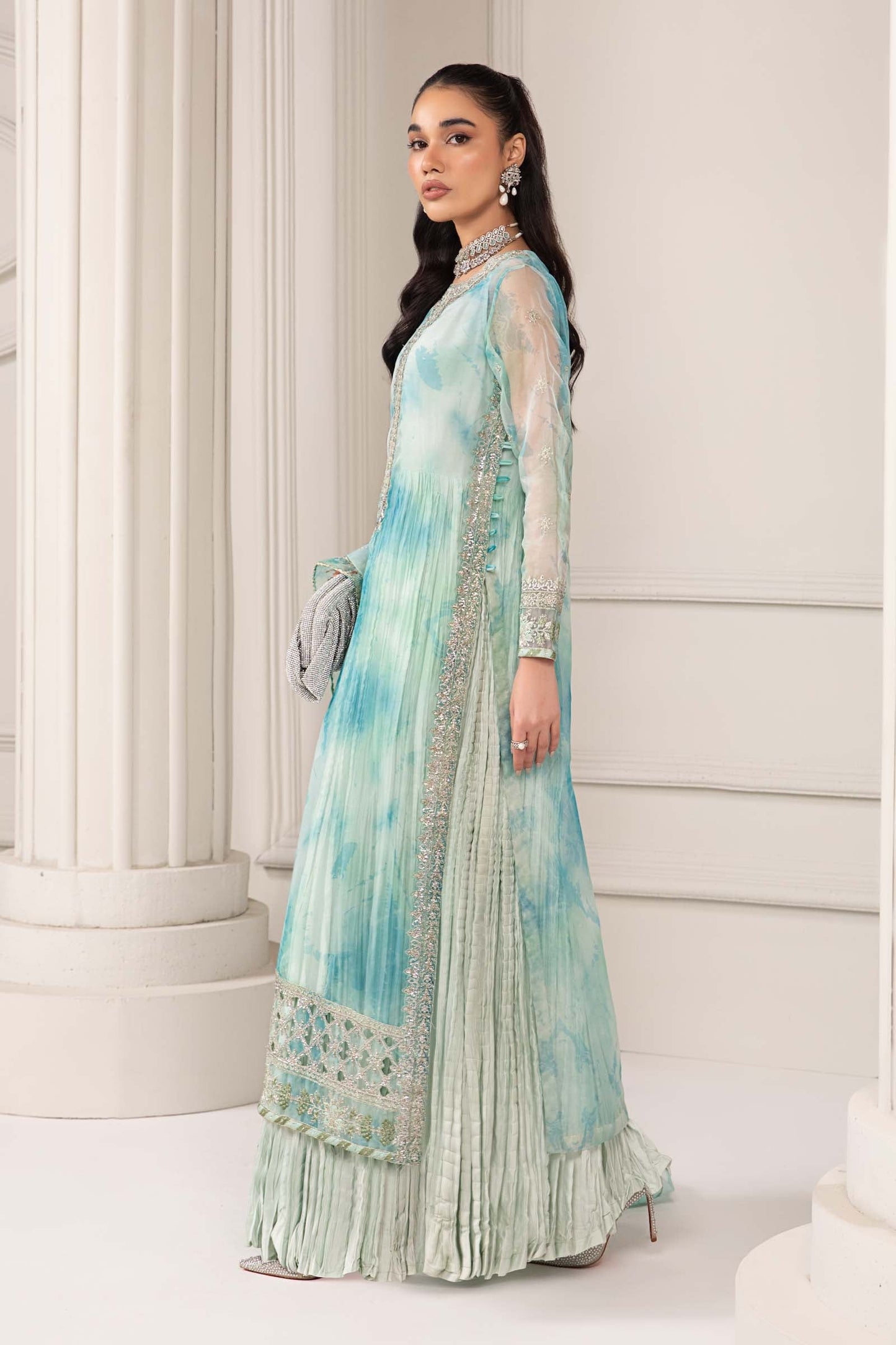 3 Piece Embroidered Organza Suit
