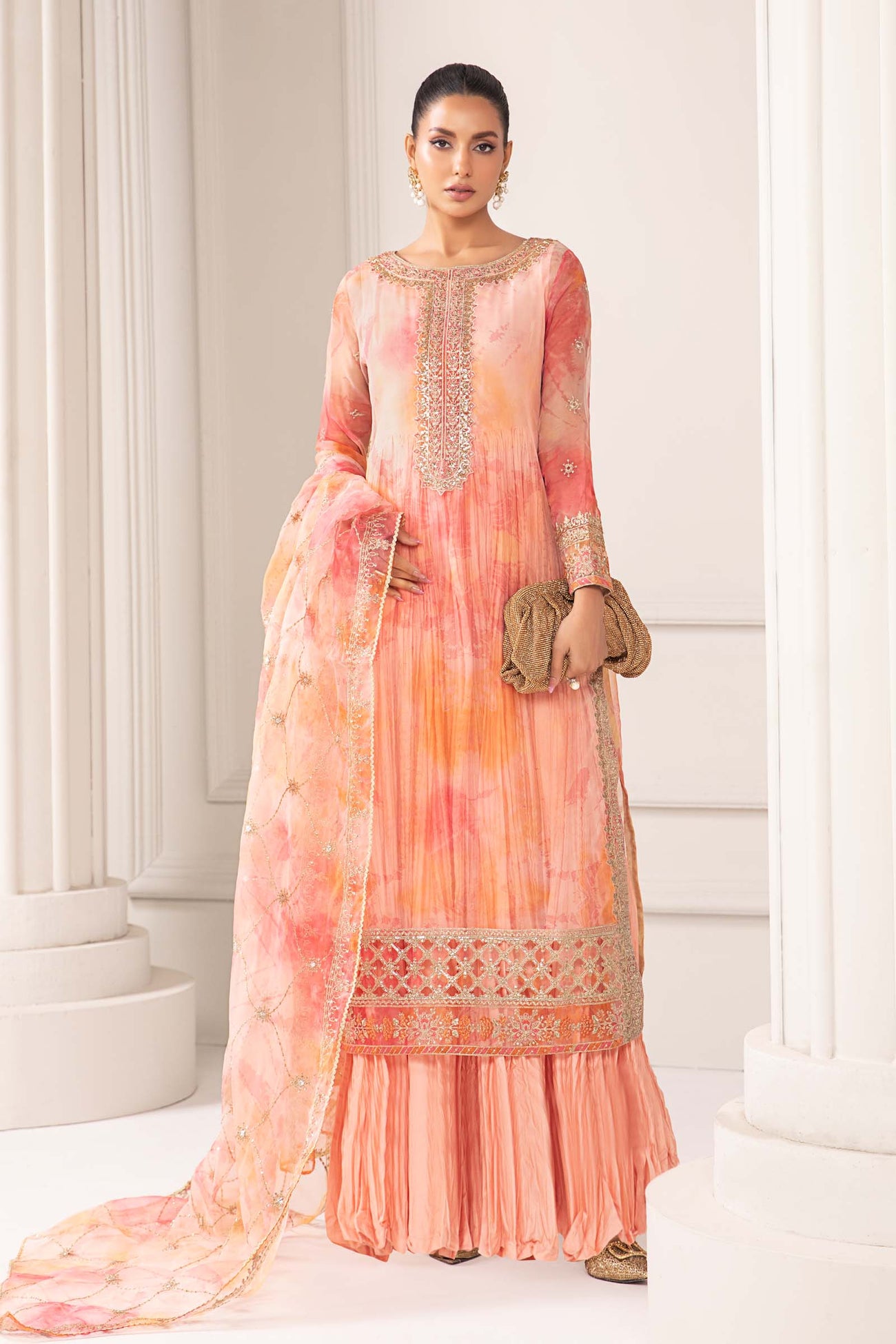 3 Piece Embroidered Organza Suit