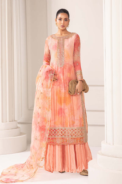 3 PIECE EMBROIDERED ORGANZA SUIT | SF-EF24-20 All Products SFF2420-ESM-PNK