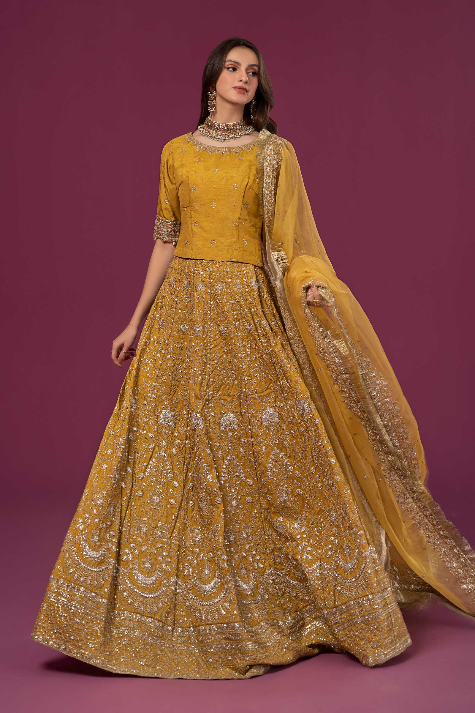 3 Piece Embroidered Raw Silk Suit