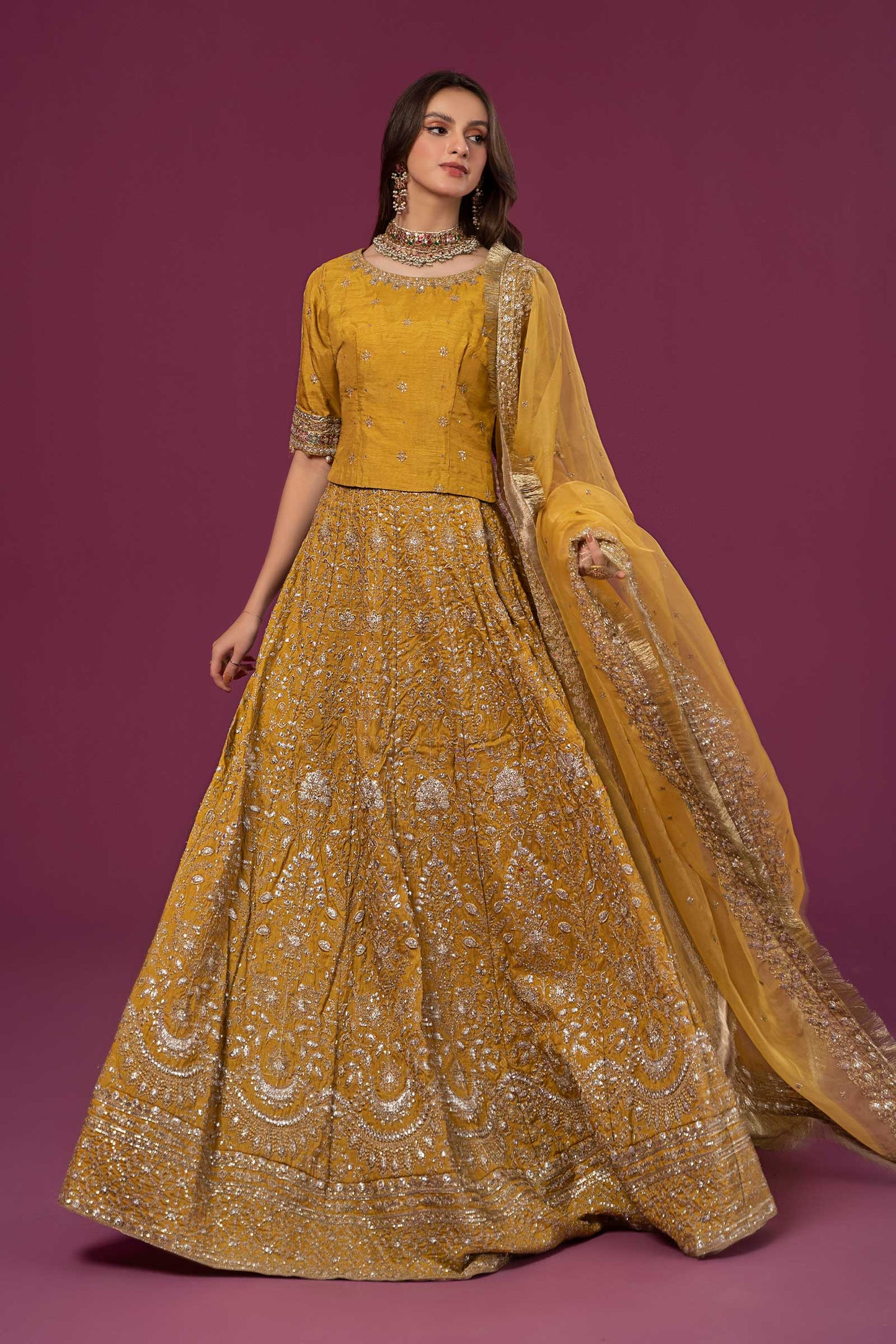 3 Piece Embroidered Raw Silk Suit