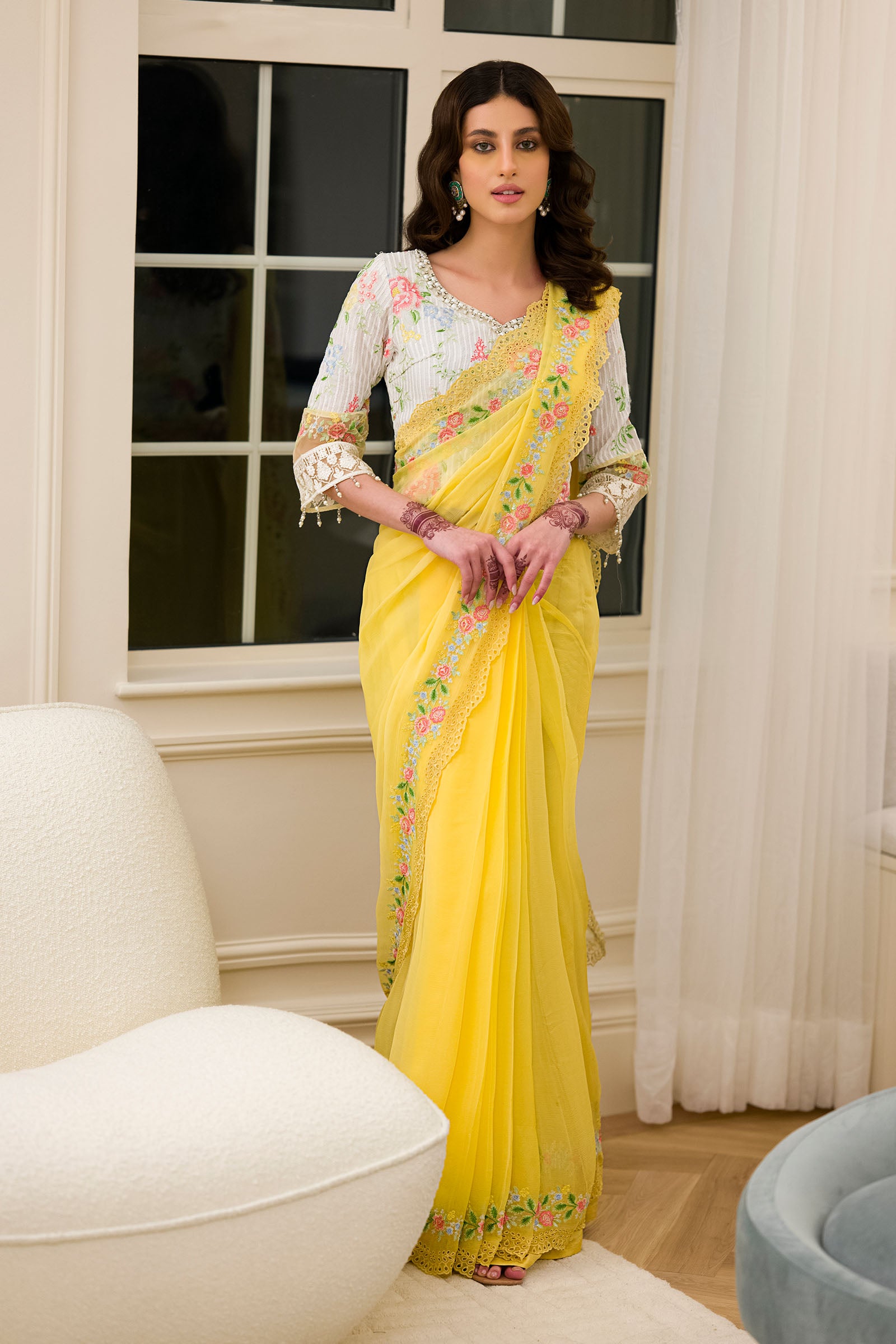 Casual Wear Ladies Plain Chiffon Saree, 6.3 m (with blouse piece)
