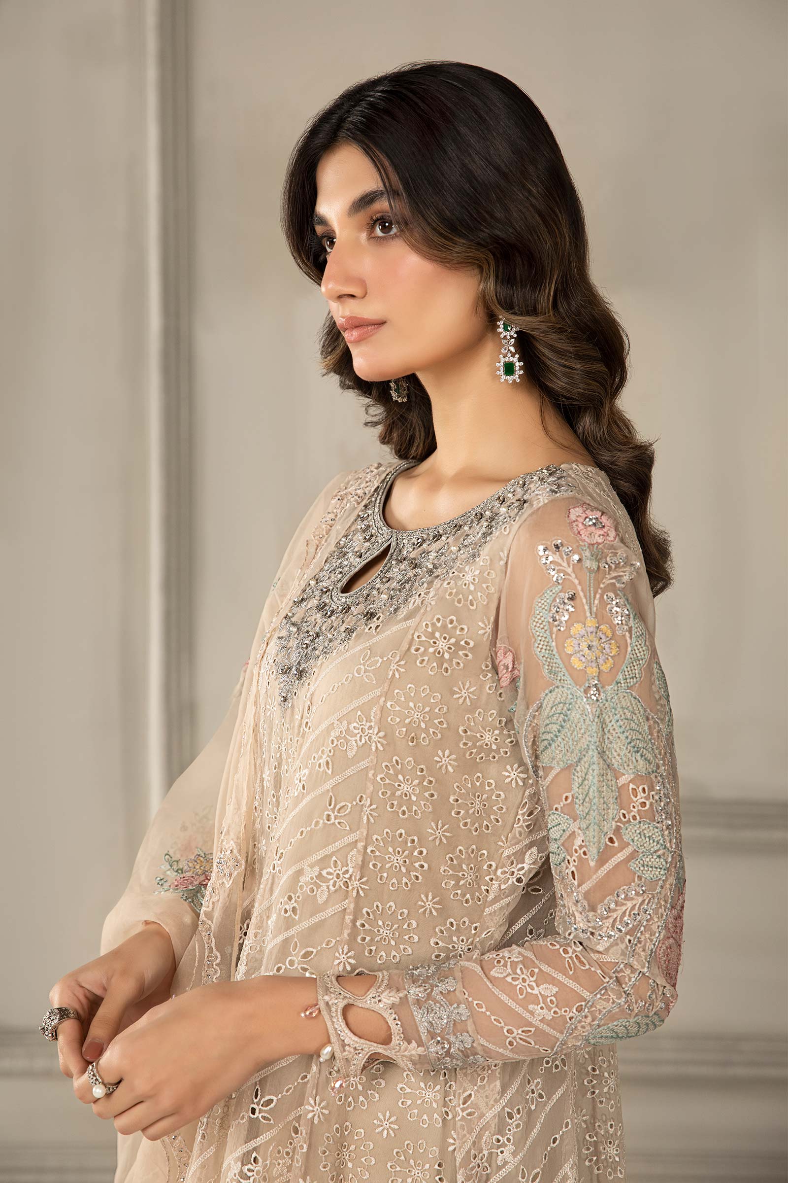 3 Piece Embroidered Organza Suit