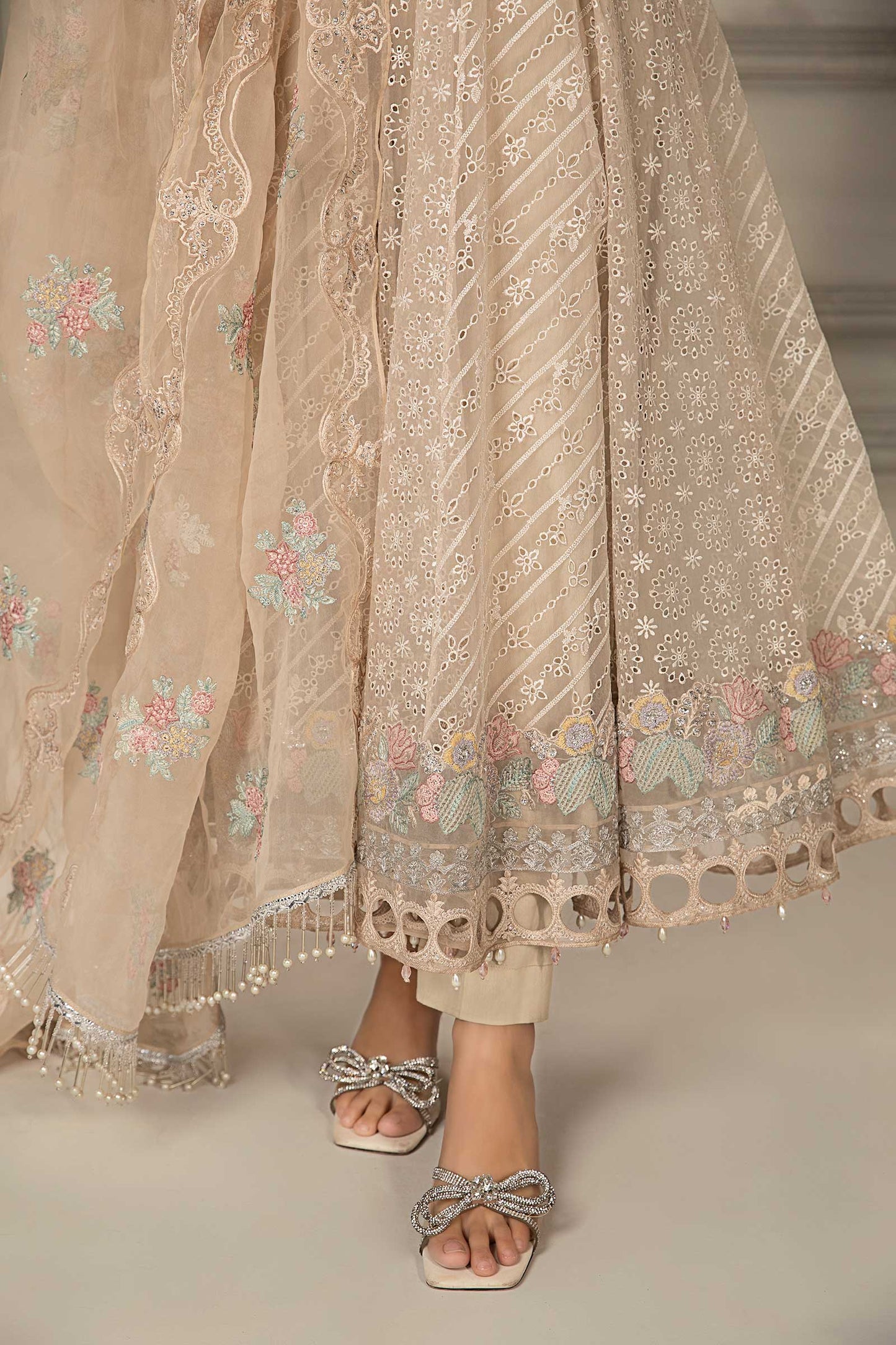3 Piece Embroidered Organza Suit