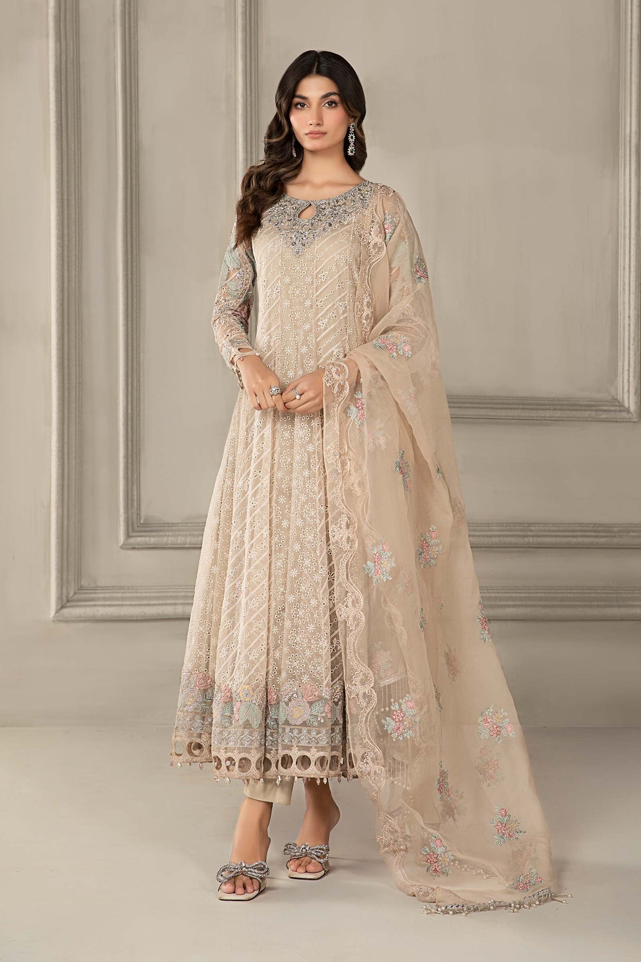 3 Piece Embroidered Organza Suit