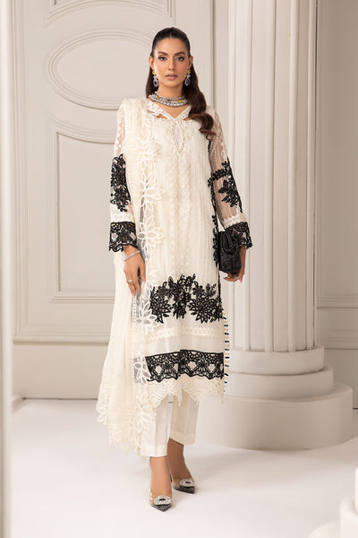3 PIECE EMBROIDERED ORGANZA SUIT | SF-EF24-17 All Products SFF2417-ESM-OFW