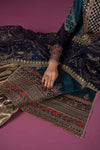 3 Piece Embroidered Raw Silk Suit